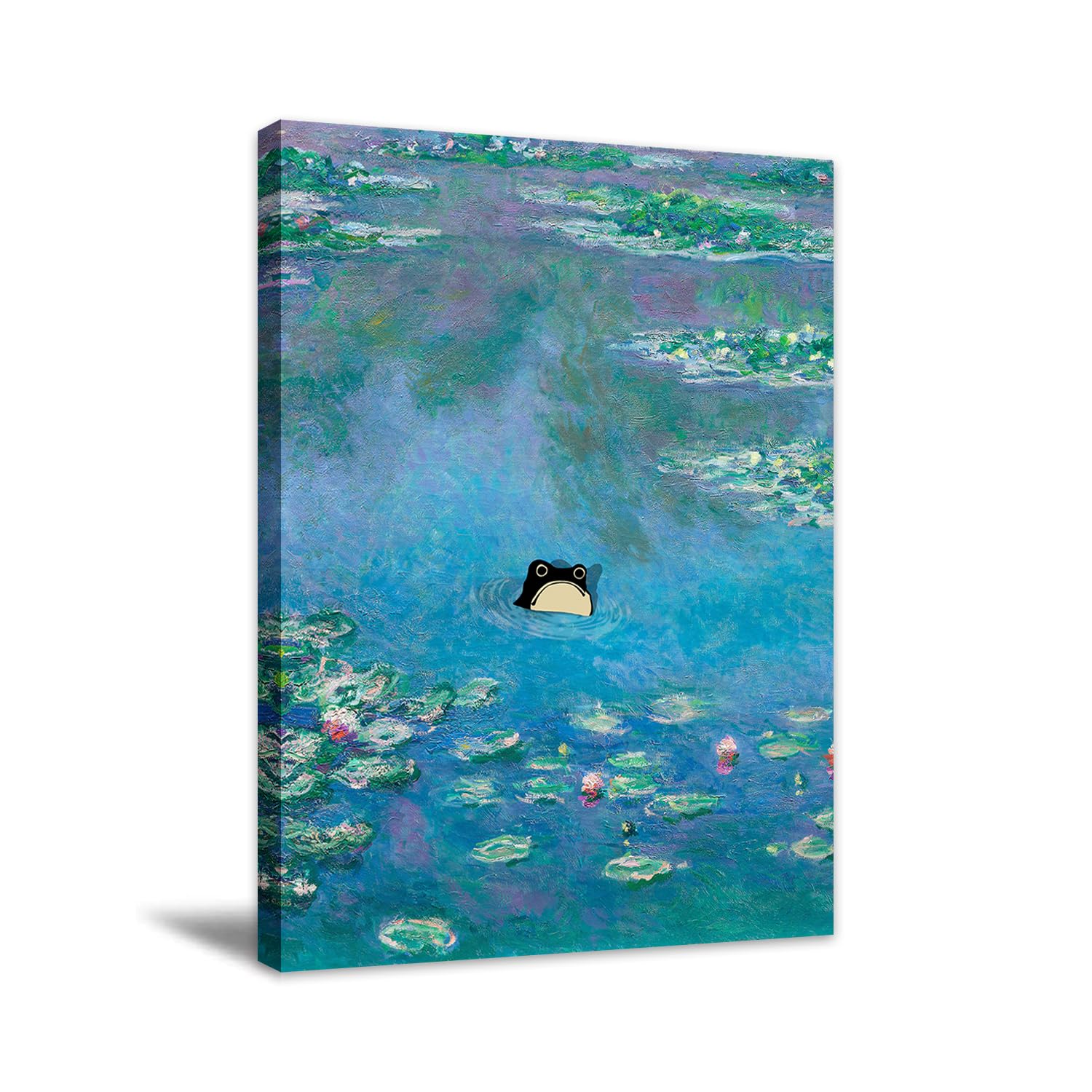 Roslynity Gallery Wall Art (Monet Waterlily Japanese Frog, 12''X16'' Framed)