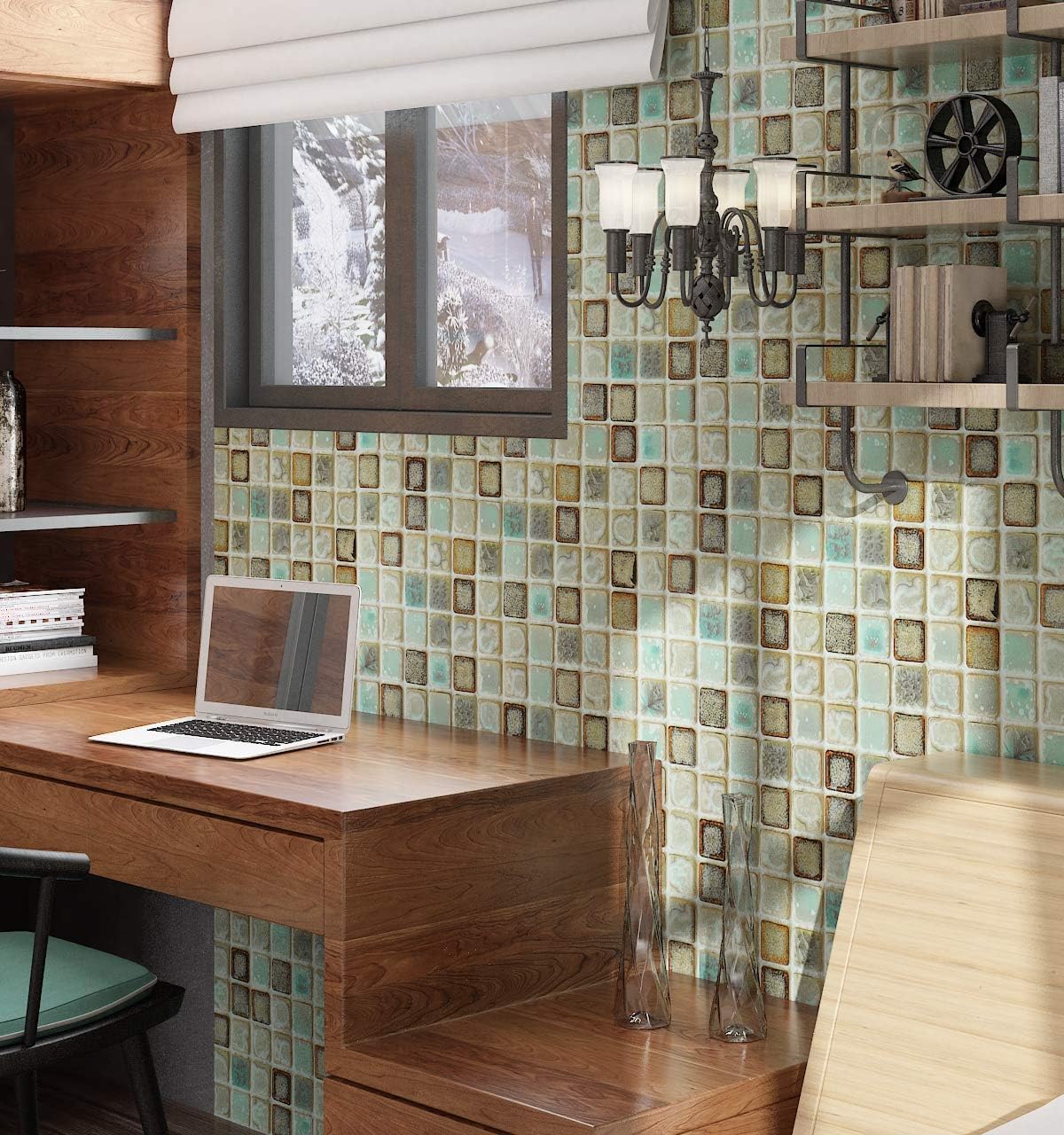Livelynine Vinyl Bathroom Wallpaper Peel and Stick Backsplash for Kitchen Wall Paper Waterproof Contact Paper for Walls Floors Self Adhesive Vinyl Mosaic Tiles Wall Sticker 15.8x78.8 Inch