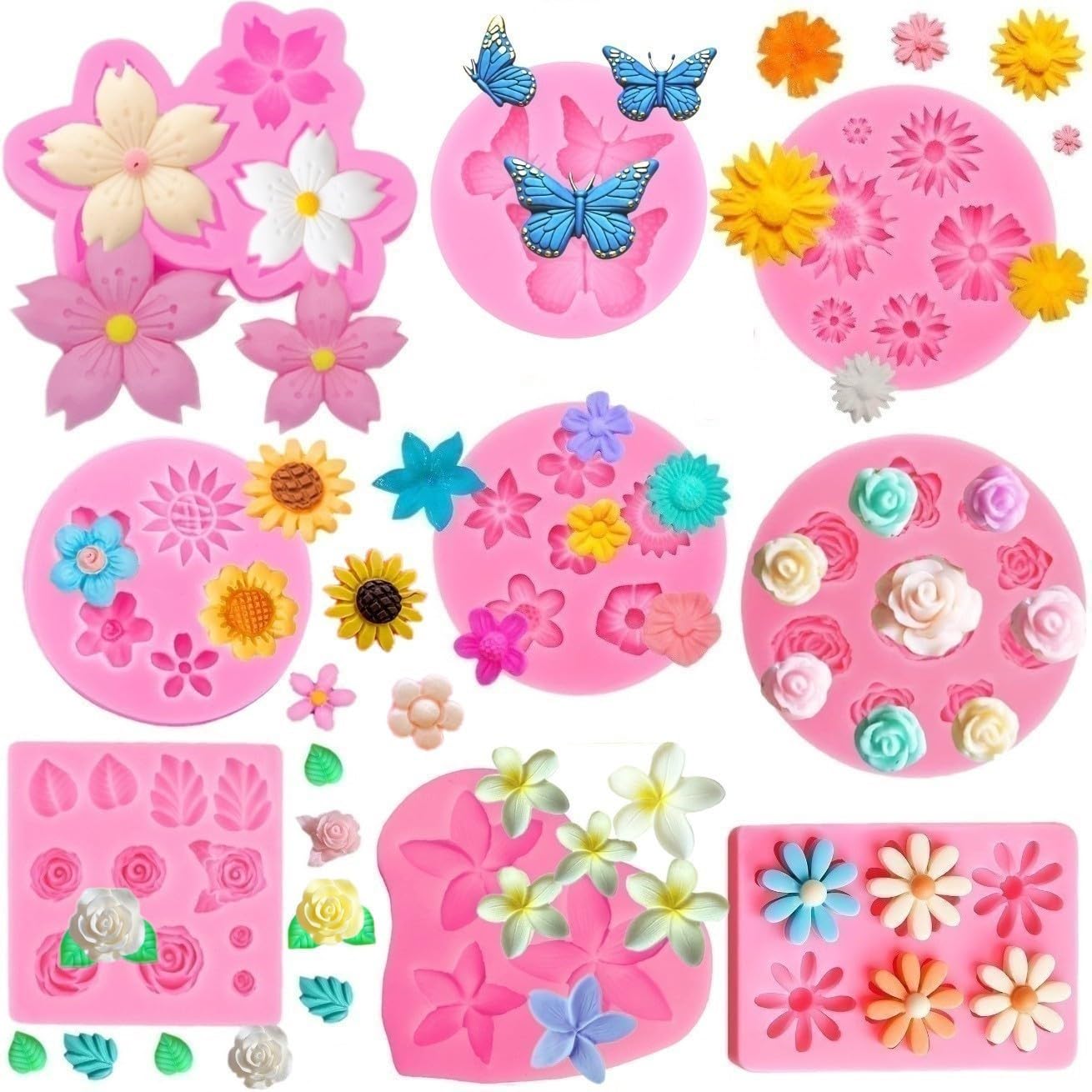 Flower Silicone Mold Chocolate Molds,Rose Flowers Fondant Molds Candy Molds for DIY Cake Decoration Desserts Cupcake Cake Pop Su