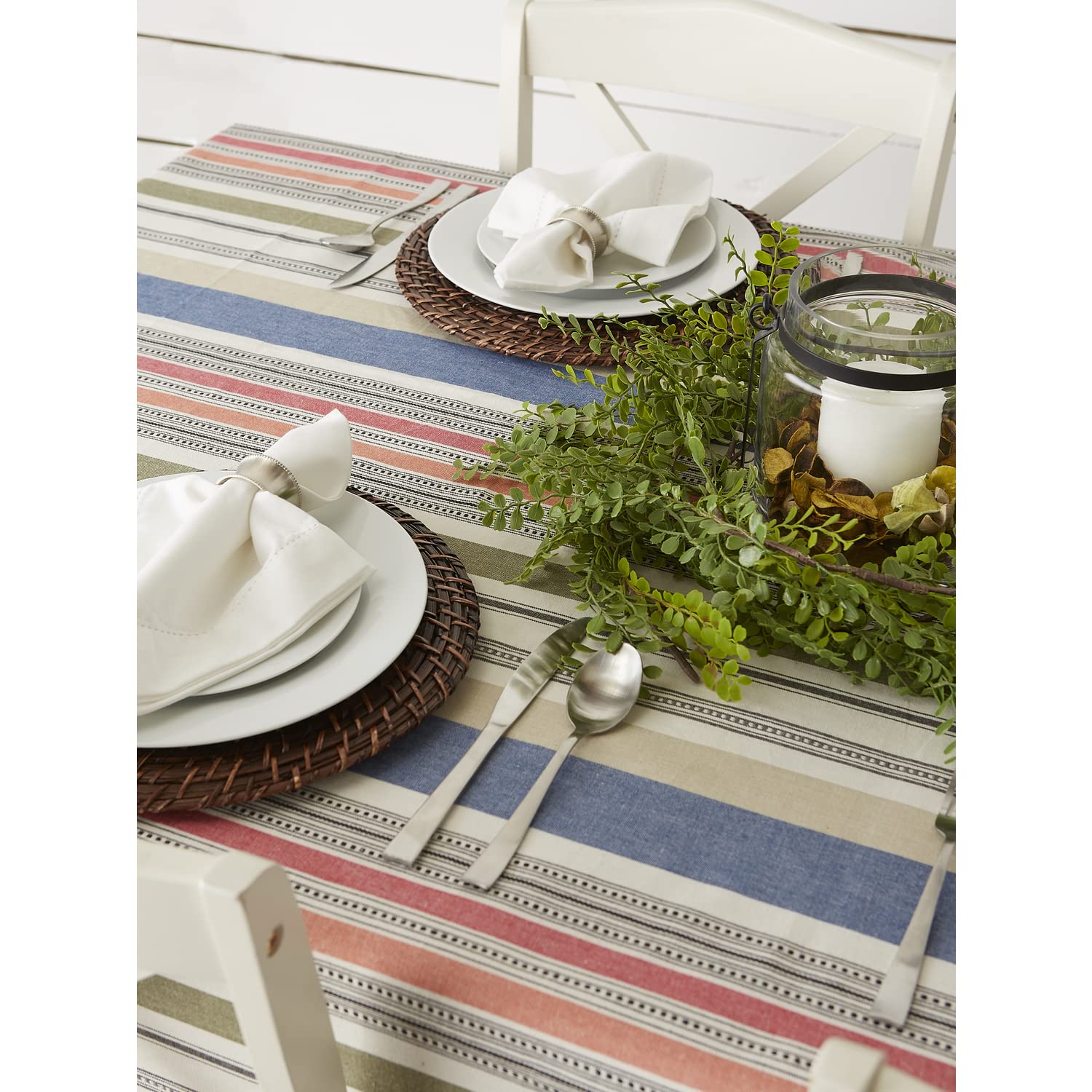 Dii Warm Stripe Tablecloth Collection, Indoor Or Outdoor Use, Tablecloth, 60X84
