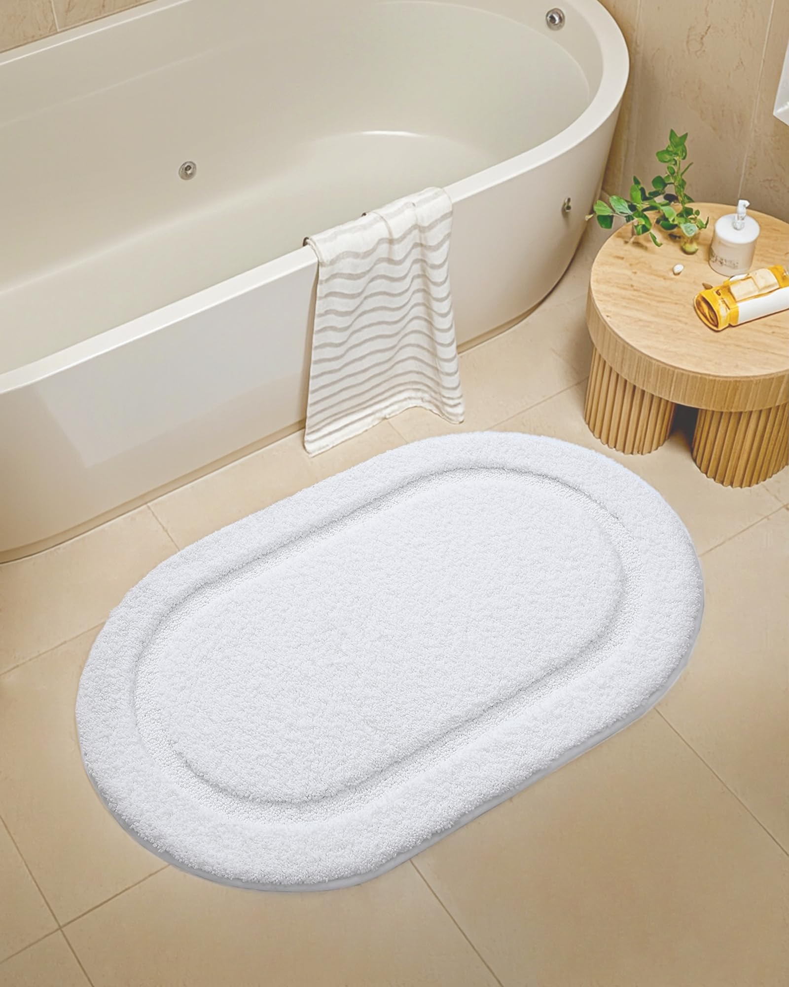 Color&Geometry White Bathroom Rugs, Non Slip, Absorbent, Soft, Washable, Thick Bath Mat, 20''X32'' Small Bath Rug Bath Mats For