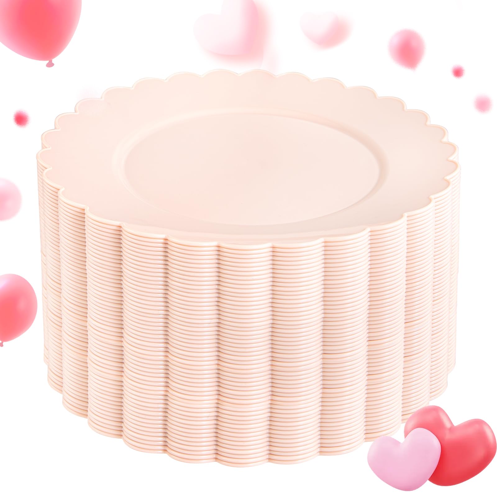 Sut 72Pcs Pink Plastic Plates - Pink Disposable Plates, Pink Party Plates With 72 Dinner Plates,Valentines Day Plates, Disposabl