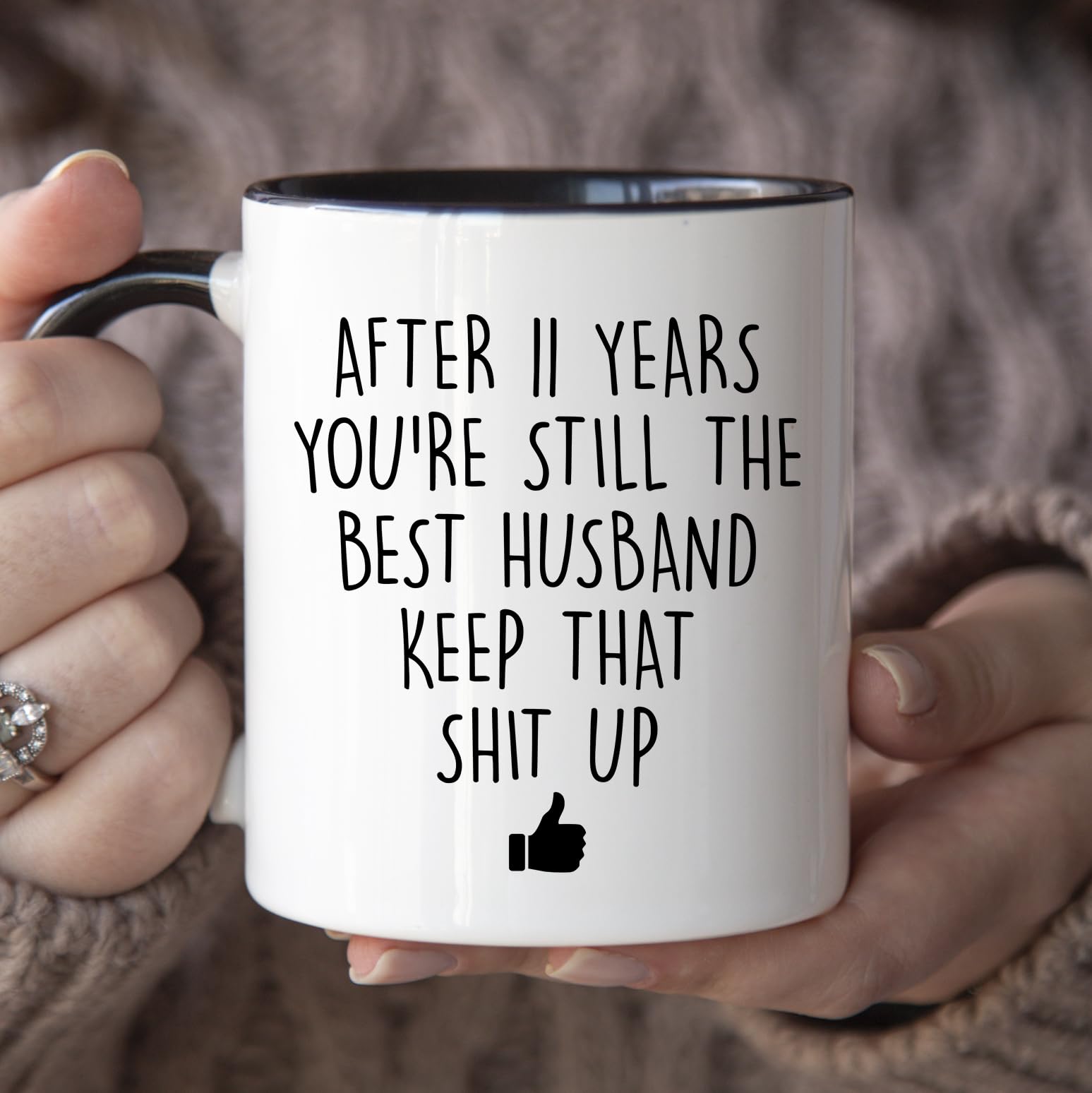 YouNique Designs 11 Year Anniversary Coffee Mug for Him, 11 Ounces, 11th Wedding Anniversary Cup For Husband, Eleven Years, Elev