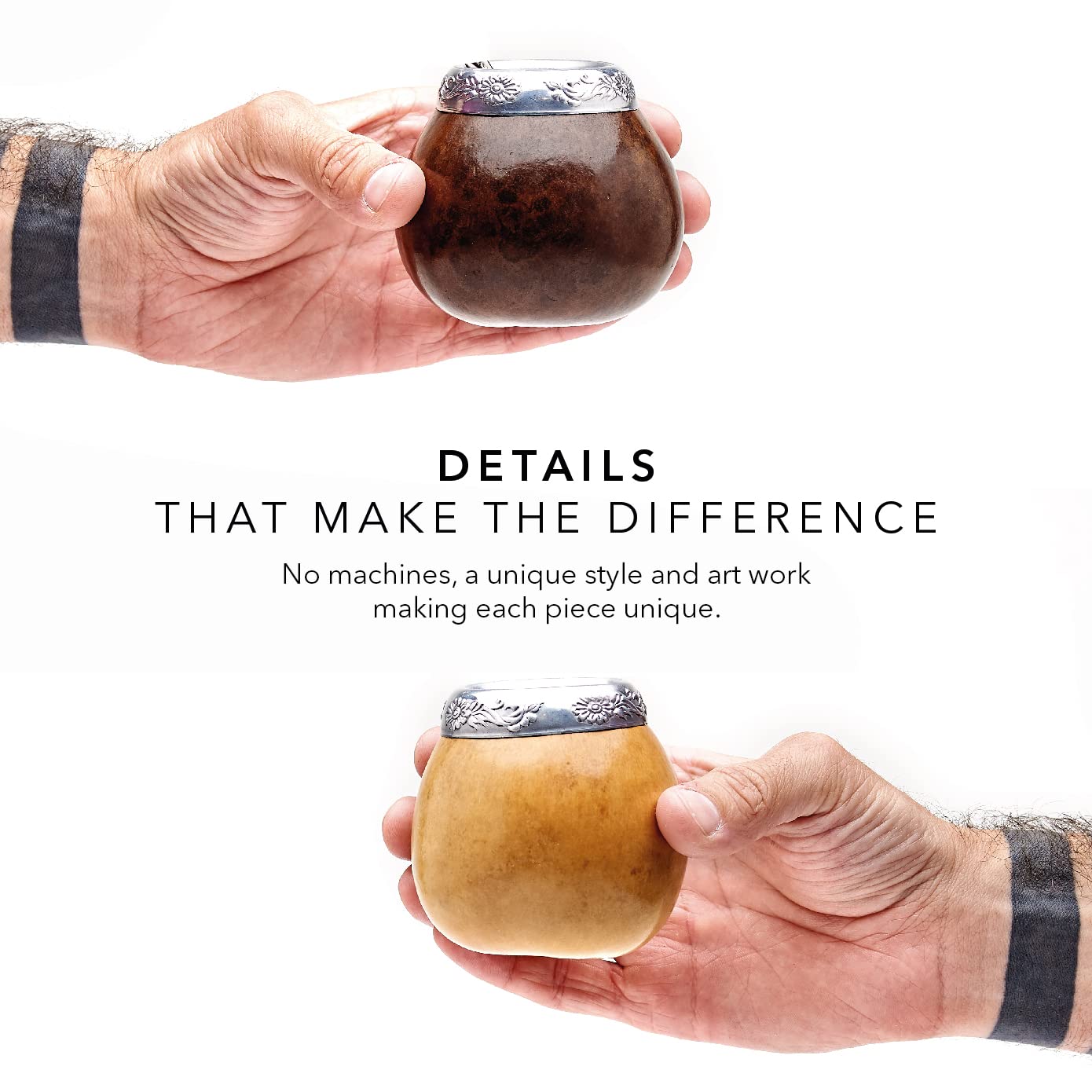 BALIBETOV Set of 2 Yerba Mate gourd and 1 Pack of 100gr - 35OZ of Yerba Mate - Yerba Mate cup Argentina - 2 Mate cup  2 Bombilla  1 cleaning Brush  1 Loose Leaf Yerba Mate bag (DARK BROWN - NATURAL)