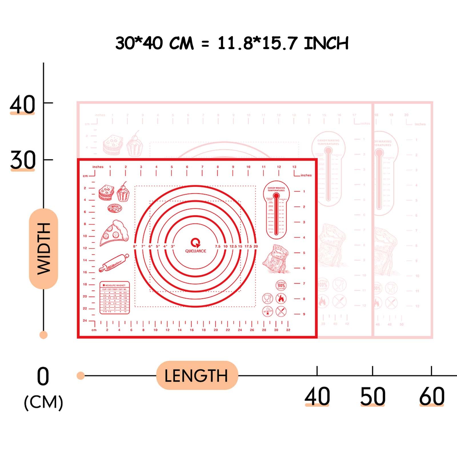 Silicone Pastry Mat With Measurement, Small Baking Mat For Fondant, Rolling Dough, Pie Crust, Pizza And Cookies, Dough Mat, Roll