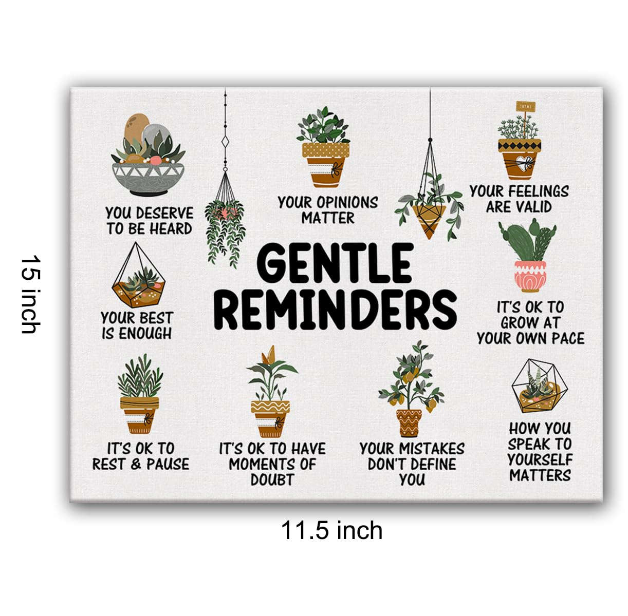 Mental Health Poster Positive Affirmations Canvas Wall Art for Therapy Office Decor Gentle Reminders Canvas Print Wall Art Paint