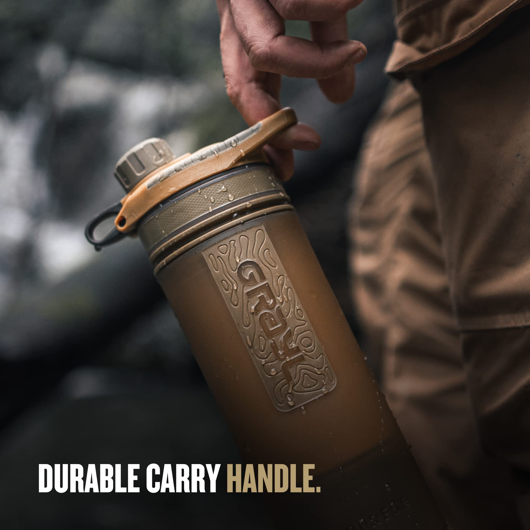 GRAYL GeoPress 24 oz Water Purifier Bottle - Filter for Hiking  Camping  Survival  Travel (Coyote Brown)
