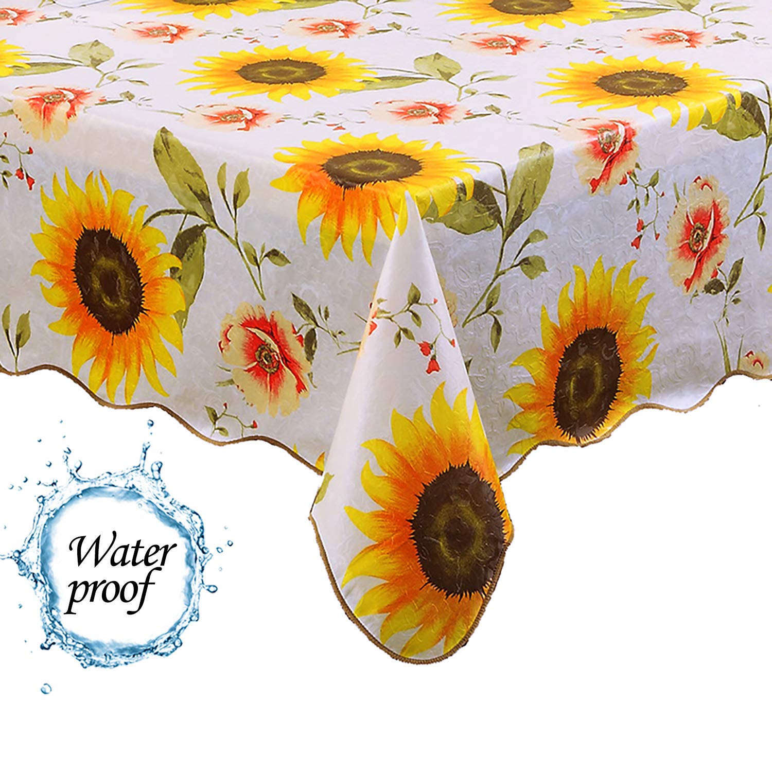Plentifulhome Waterproof Sunflower Tablecloth Rectangle Manteles De Girasoles Yellow Vinyl Table Cloth Fabric Cover Floral For K