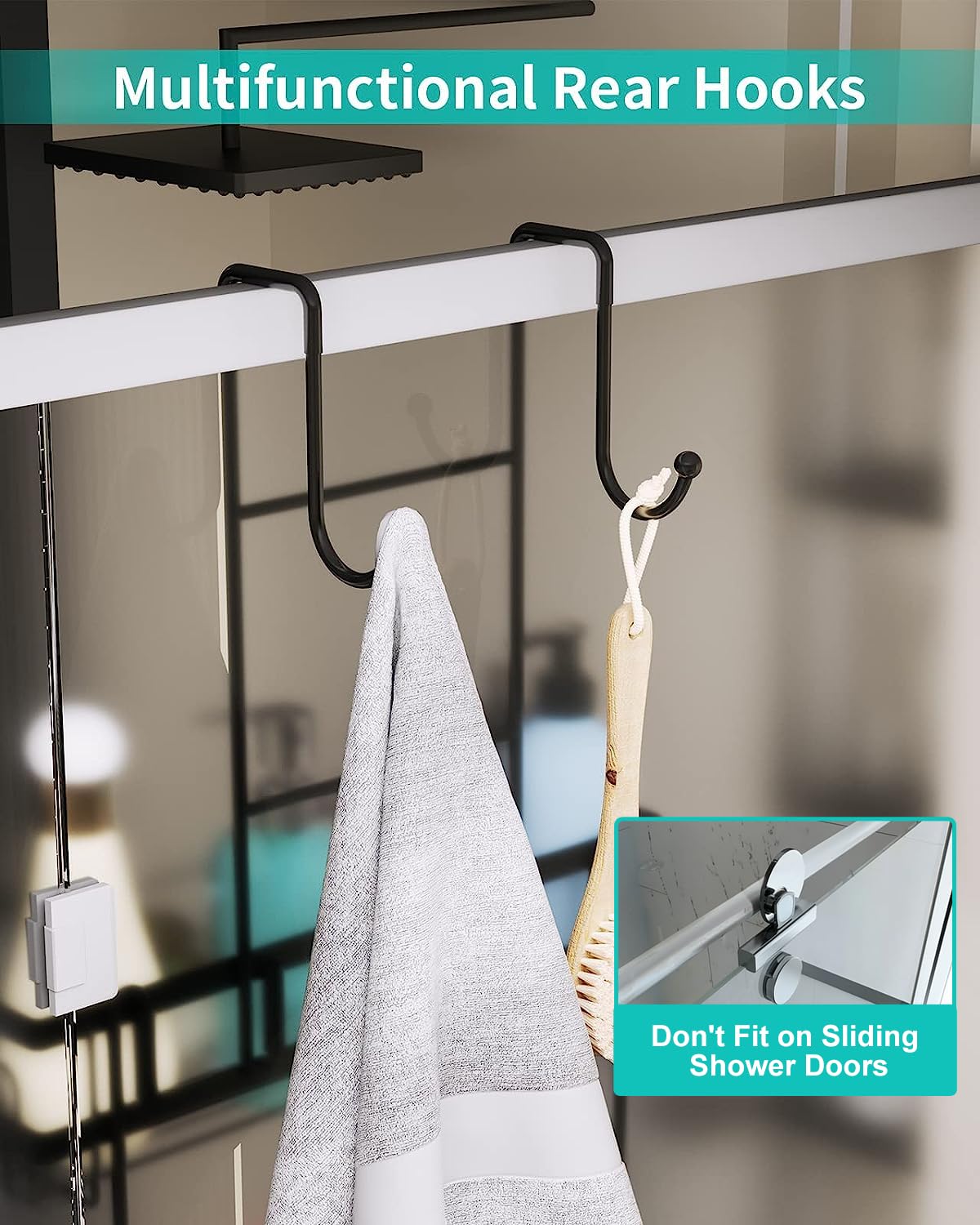 HapiRm Hanging Shower Caddy, 2-Tier Stainless Steel, Over the Door, Black, Model ZWJ63, No Drilling, Rustproof, Waterproof
