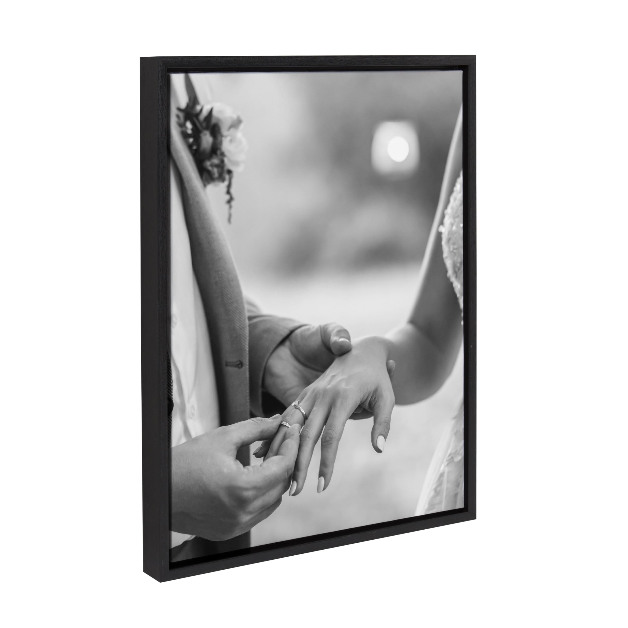 Kate And Laurel Sylvie Custom Printed Framed Canvas Wall Art, 18X24 Black, Personal Canvas Print With Your Photos For Bedroom Or