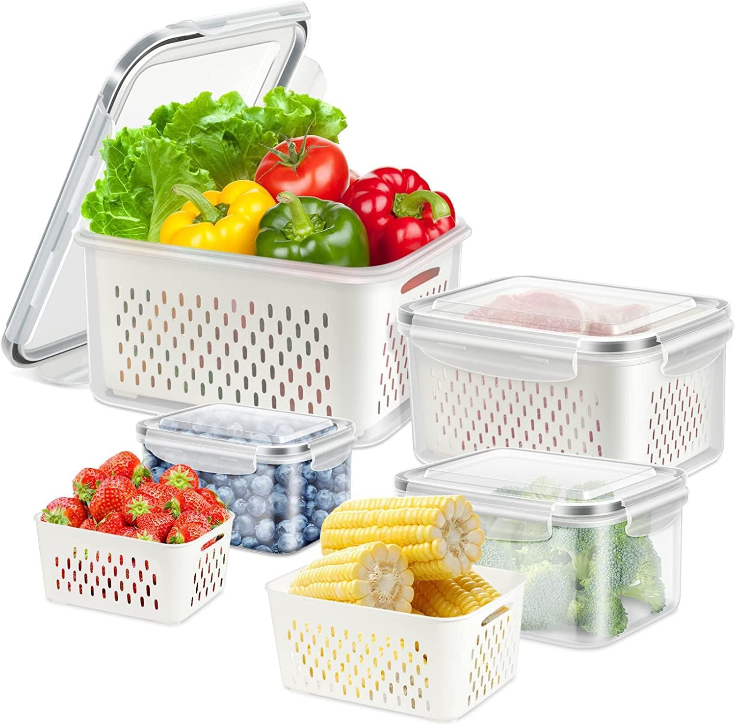 Birdwing Fridge Boxes Freezer Storage Containers, Container For Kitchen Set, Vegetable Storage, Draining Crisper Refrigerator Fo