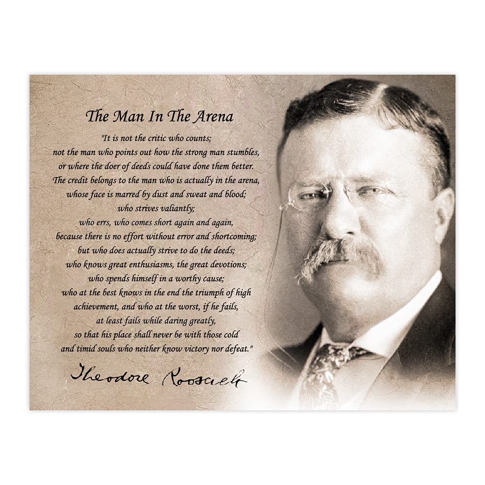 Mega Format The Man In The Arena Theodore Roosevelt Poster Wall Art, Motivational Quote, Inspirational Teddy Roosevelt Poster, T
