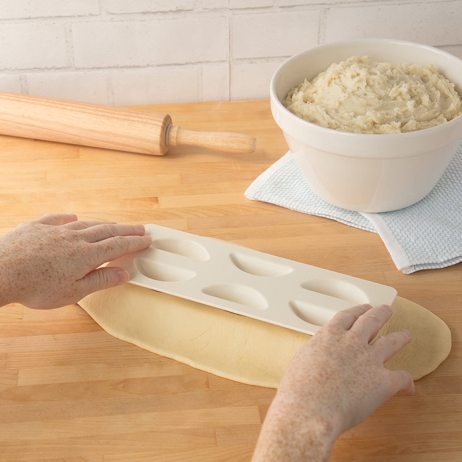 Cucinapro Pierogi Maker W Tray And Press - Makes 6 Pierogis, Dumplings, Potstickers Or Pastry At Once - Stainless Steel, Durable