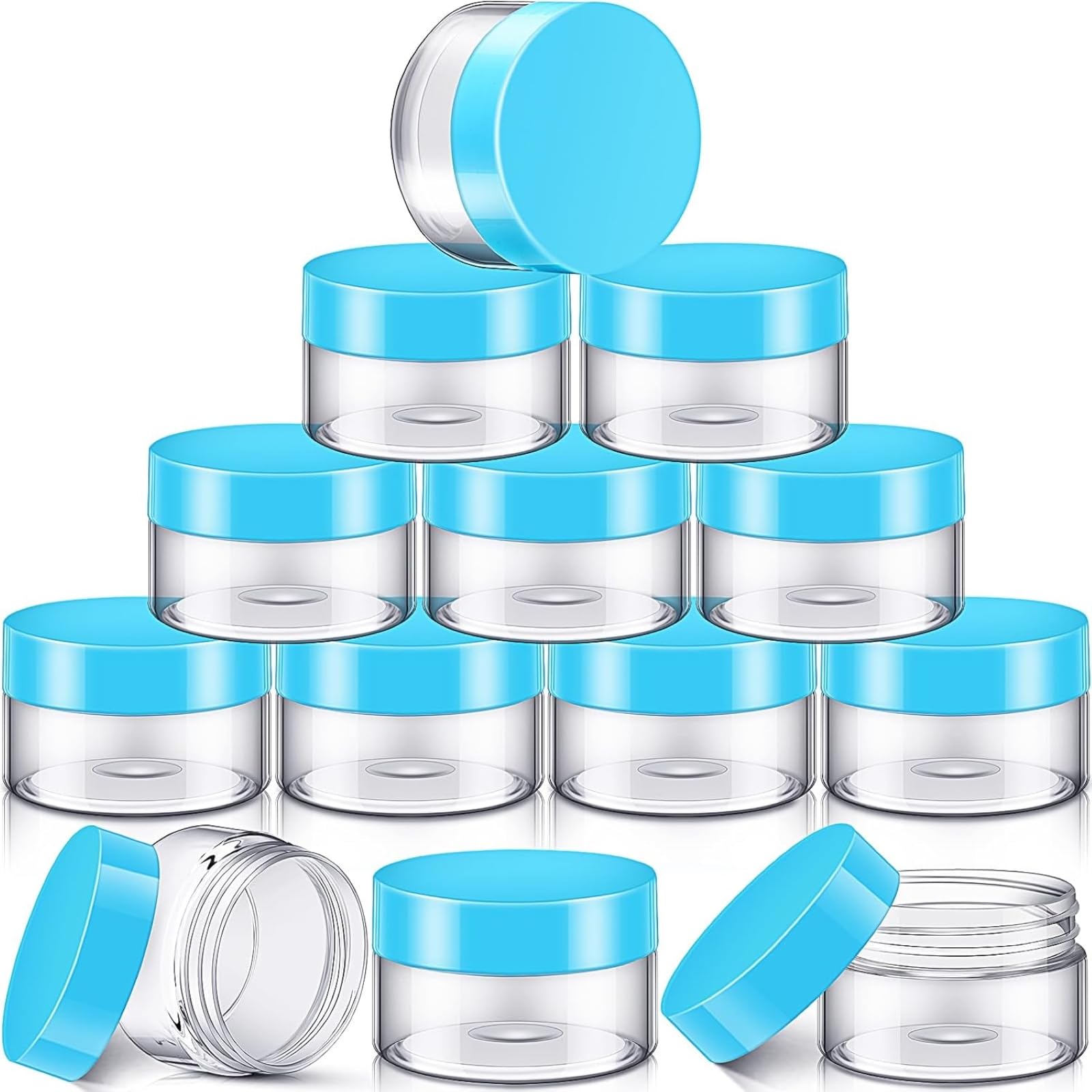 Satinior 12 Pack 6 Oz Plastic Container Jars With Lids Round Clear Travel Cosmetic Container Slime Jars For Toiletries, Lotion,