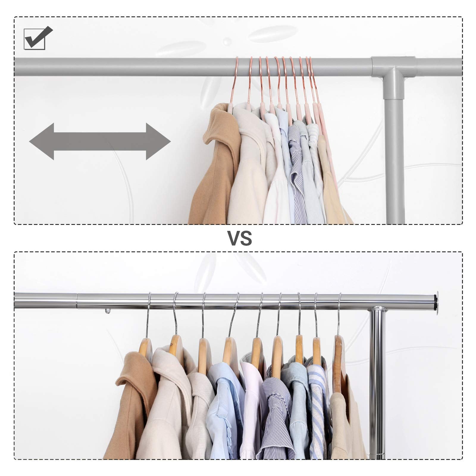 Songmics Velvet Hangers 50 Pack, Non-Slip Hangers With Rose Gold-Colored Swivel Hooks, Slim Space-Saving Hangers, Velvet Hangers