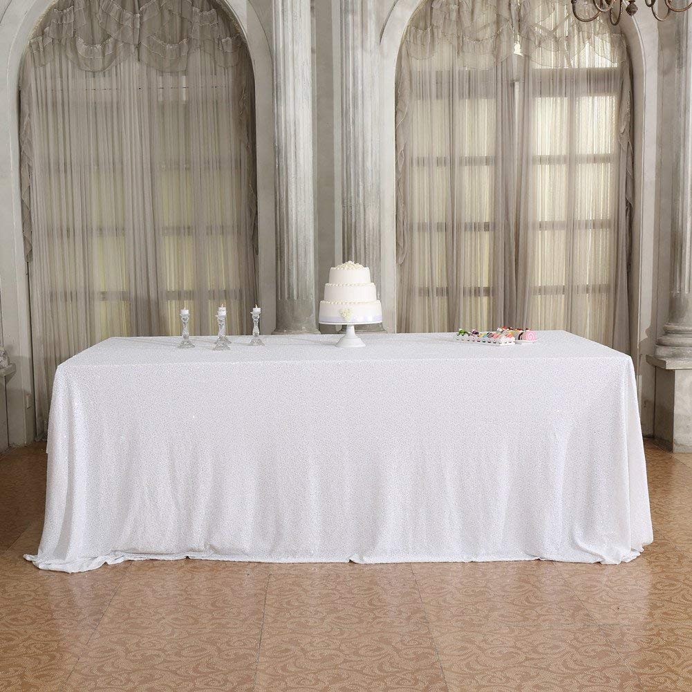 Partydelight Sequin Tablecloth, Rectangular, 50''X80'', White