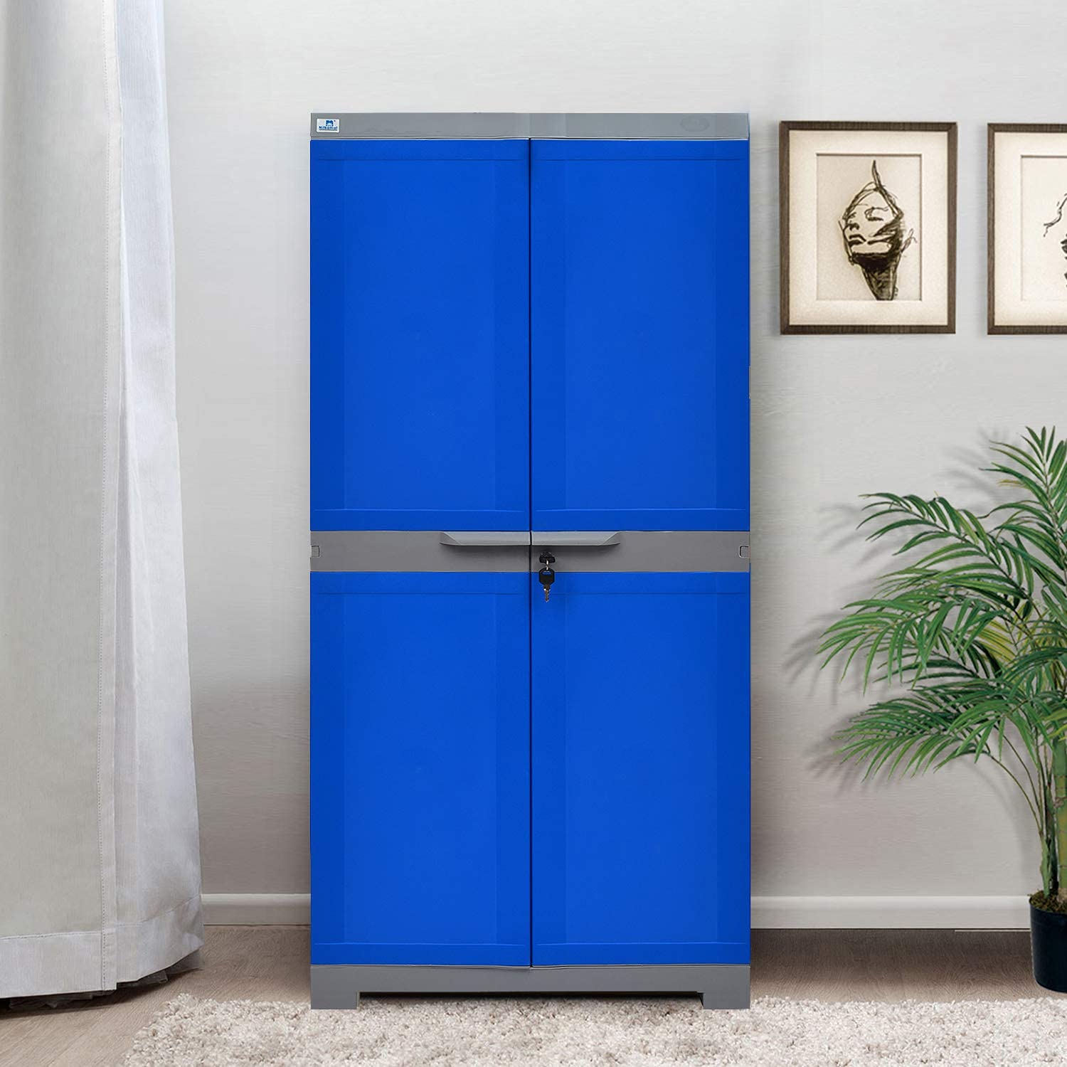 Nilkamal Freedom Big Fmm Plastic Cabinet | 3Year Warranty | 4Shelf Storage Cupboard With Doors | Multi Organizer For Home, War