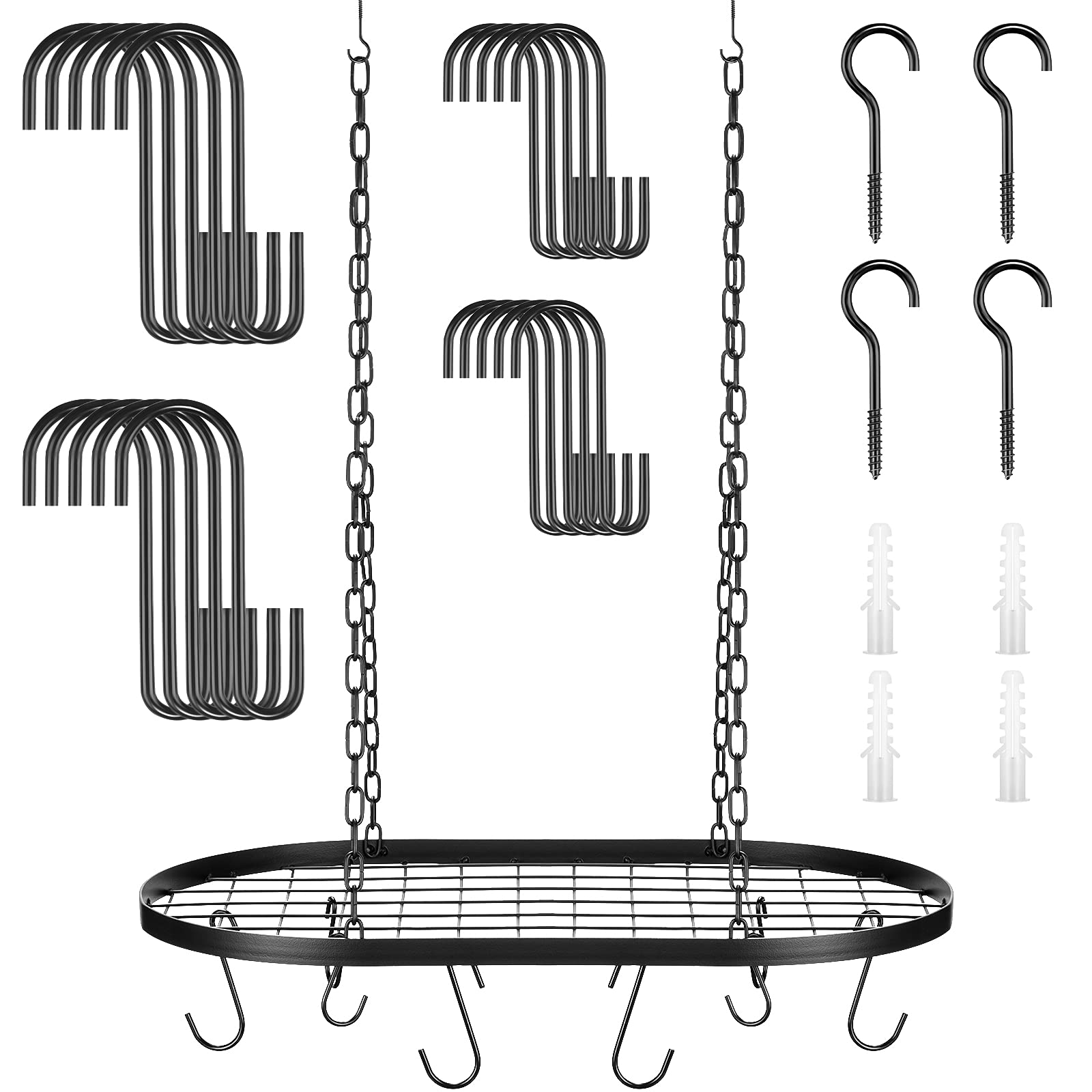 20 Inch Pots And Pans Organizer Hanging Pot Rack Pot And Pan Organizer With 20 S Hooks For Home, Restaurant, Kitchen Cookware, U