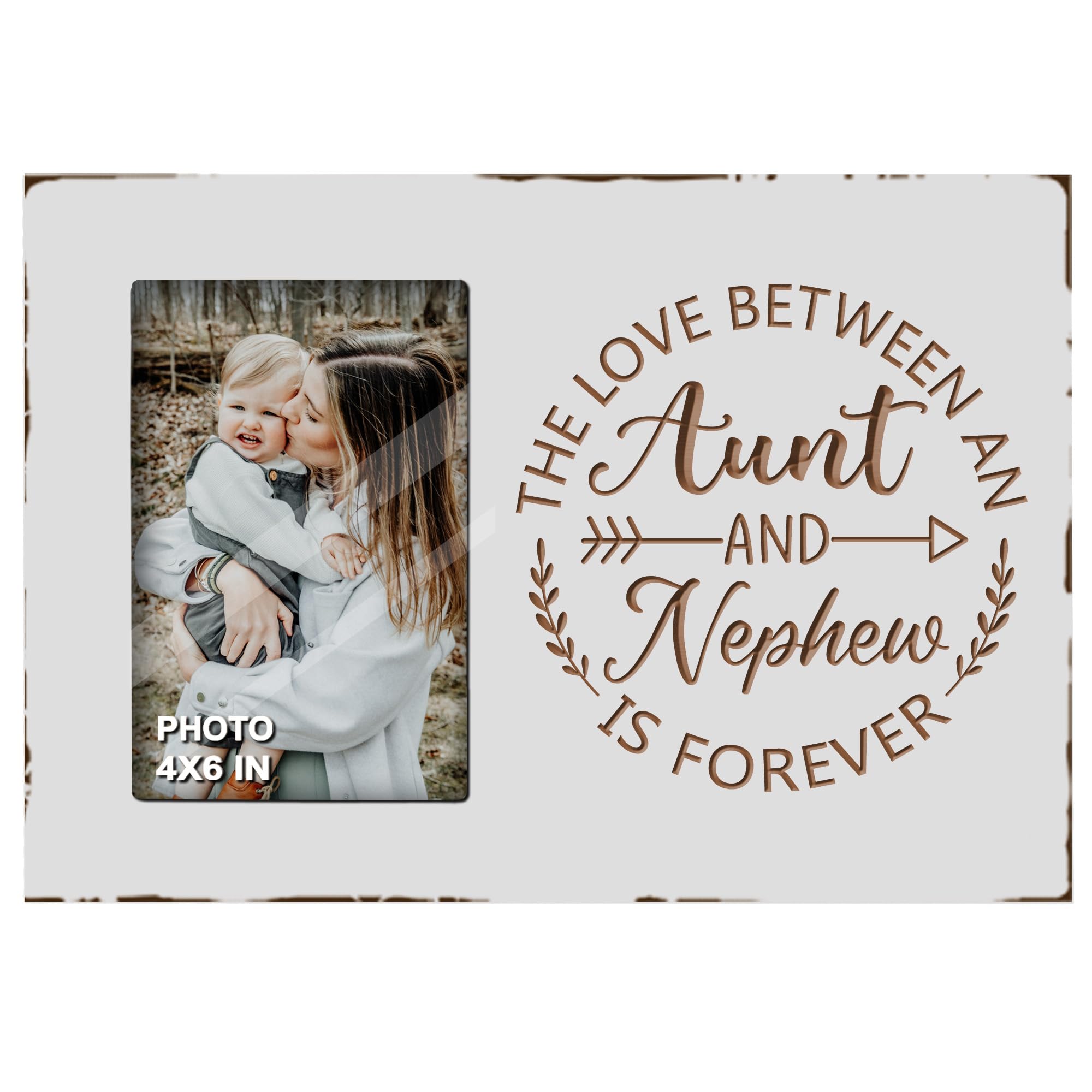 EXQUIDECA Best Auntie Gifts from Nephew - Engraved Carving Aunt Picture Frames 4x6 Inches - the Love Between an Aunt and Nephew 