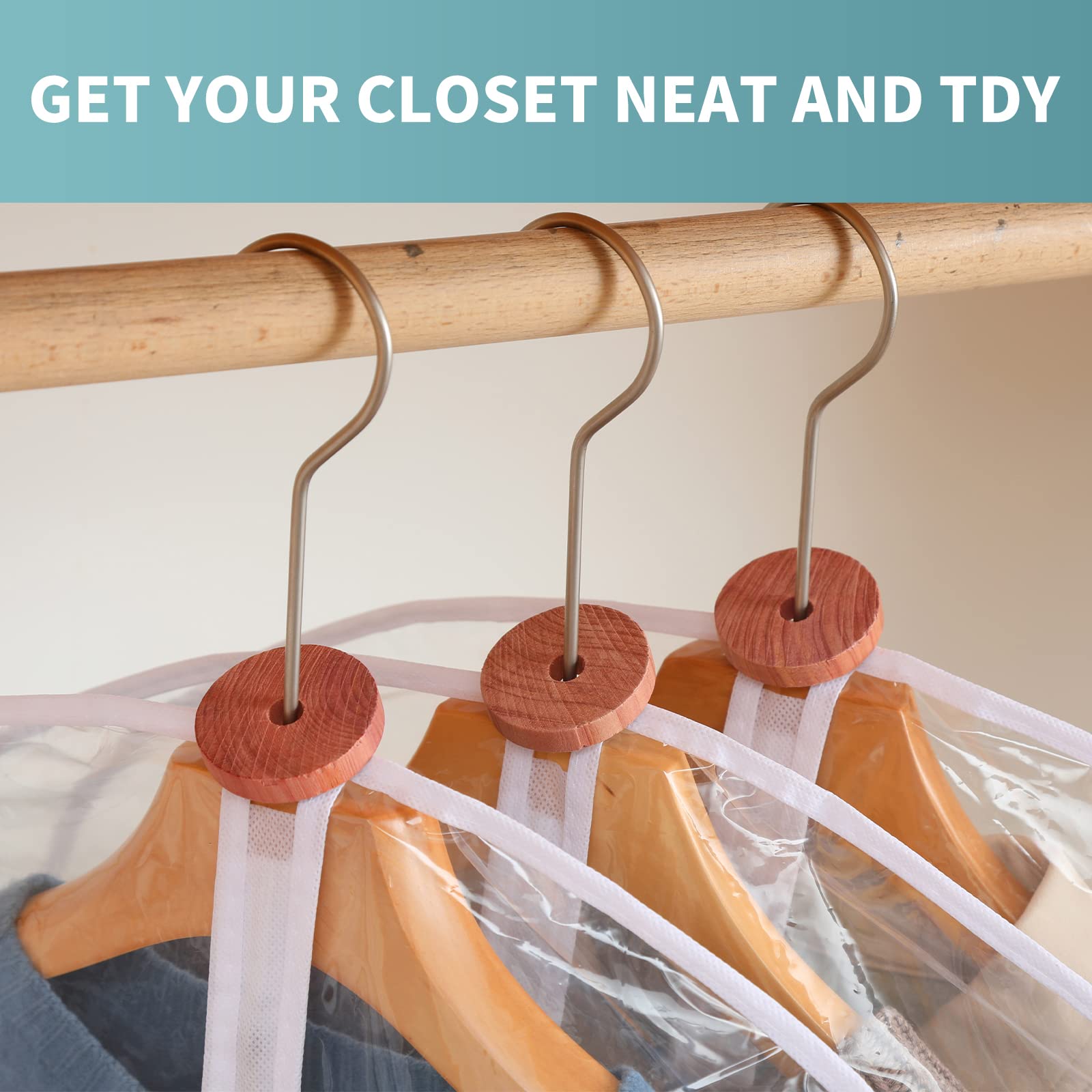 Perber Garment Bags for Hanging Clothes  6 PCs Clear Garment Bag  Plastic Dustproof Suit Bag  Coat Protector Zippered Garment Covers for Closet Storage and Travel - 24'' x 48''/6 Pack