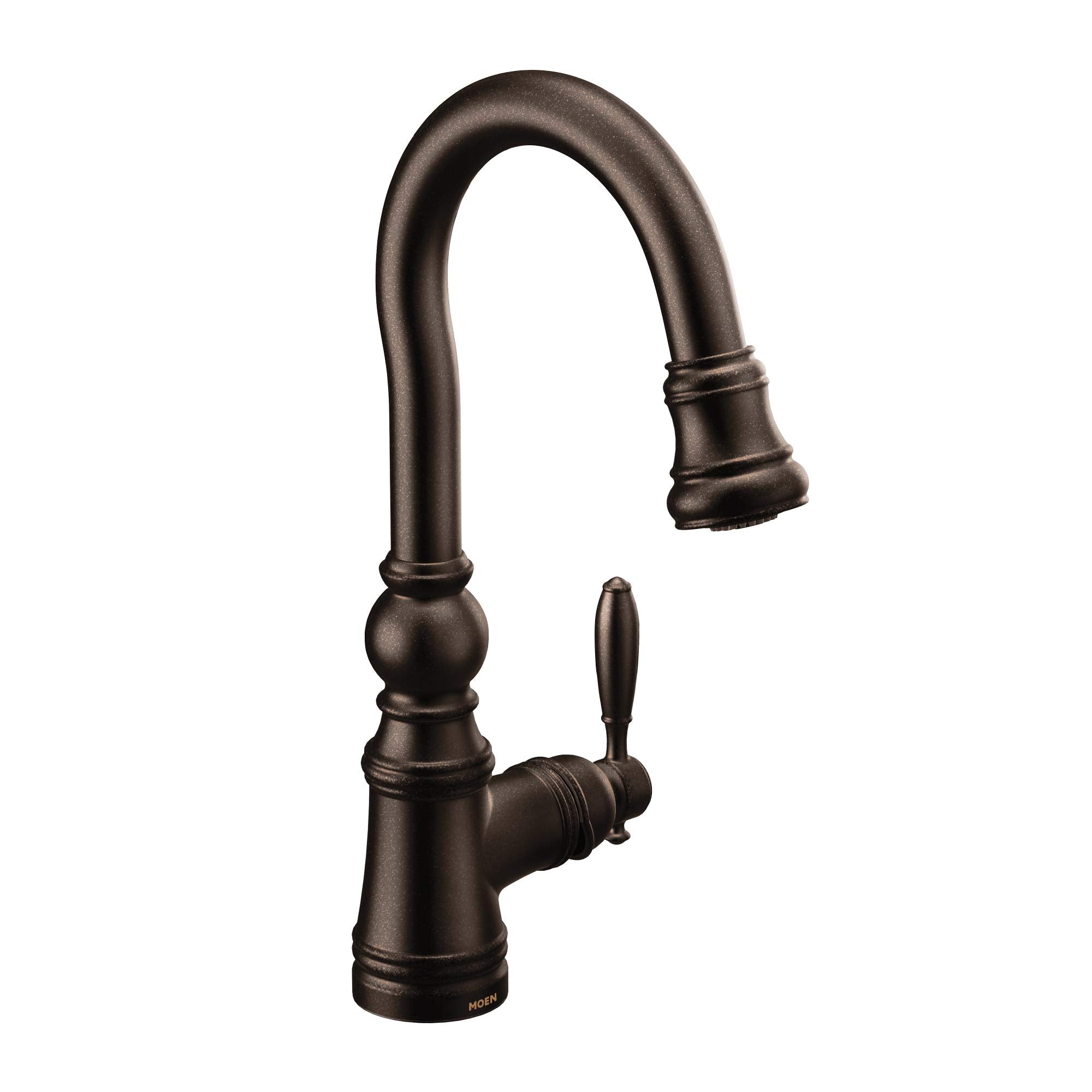 Moen S53004ORB Weymouth Shepherds Hook Pulldown Kitchen Bar Faucet Featuring Metal Wand with Power Clean, Oil-Rubbed Bronze