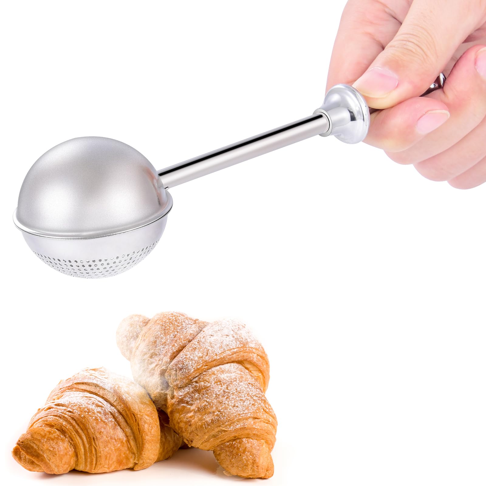 Flour Sifter, Stainless Steel Flour Sifter for Baking, One Handed Operation Baking Sifters, Great Flour Sieve Bakers Dusting Wan