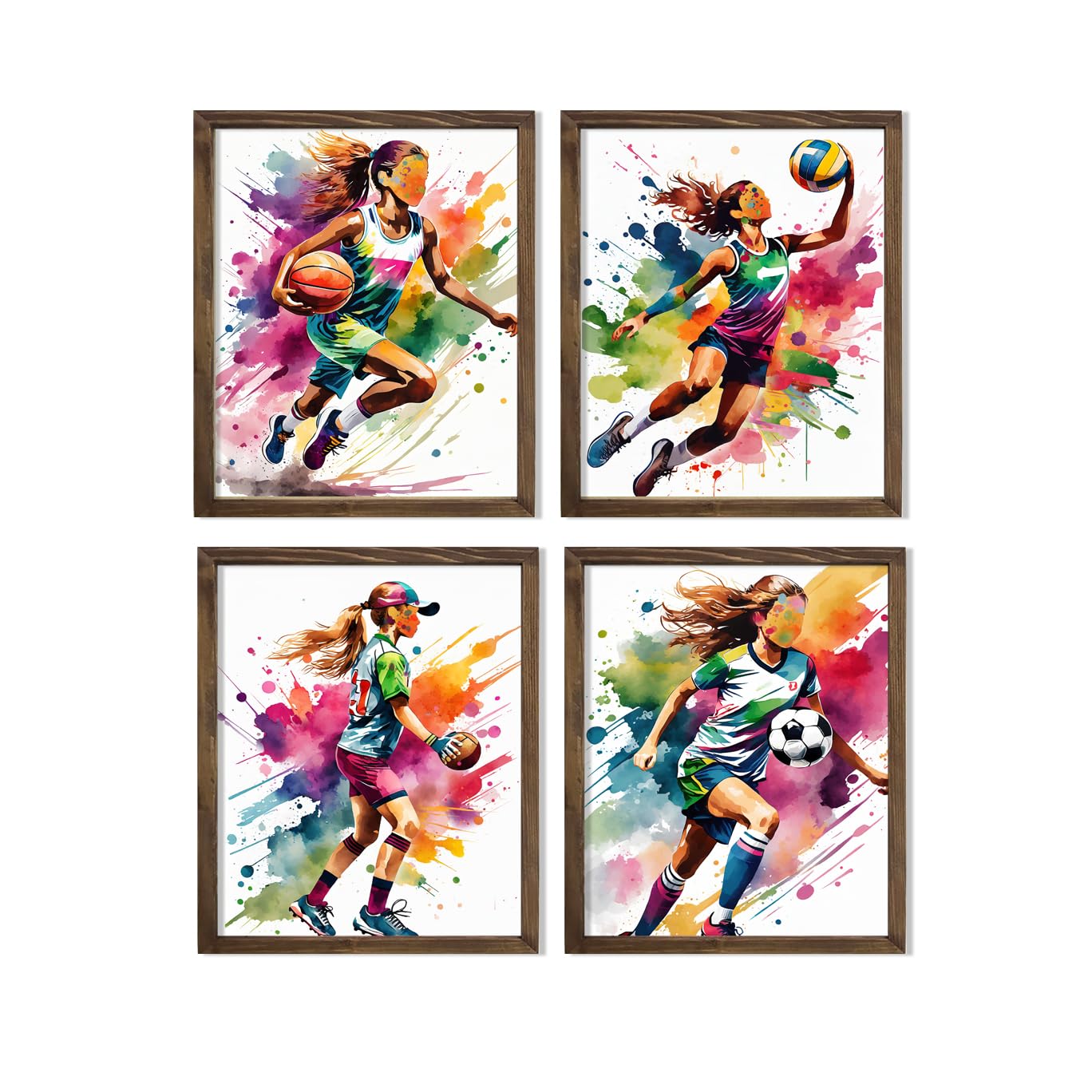 Inspirational Watercolor Ice Skater Girl Figure Skating Illustration Art Print Set for Girls Bedroom Empowerment, Winter Sports
