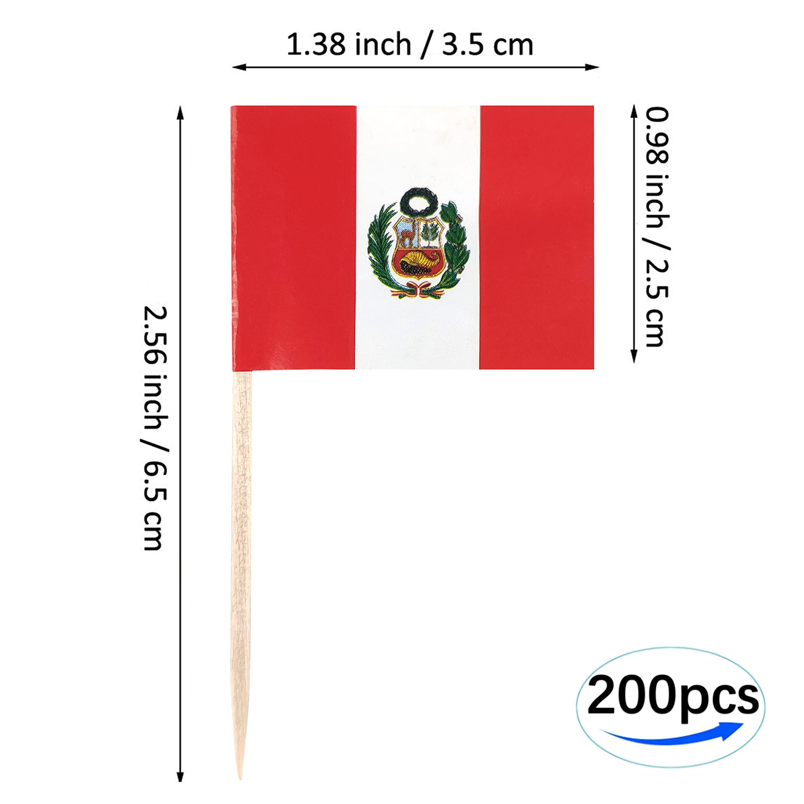 JBCD Peru Toothpick Flag Peruvian Mini Small Cupcake Topper Flags (100 pcs)