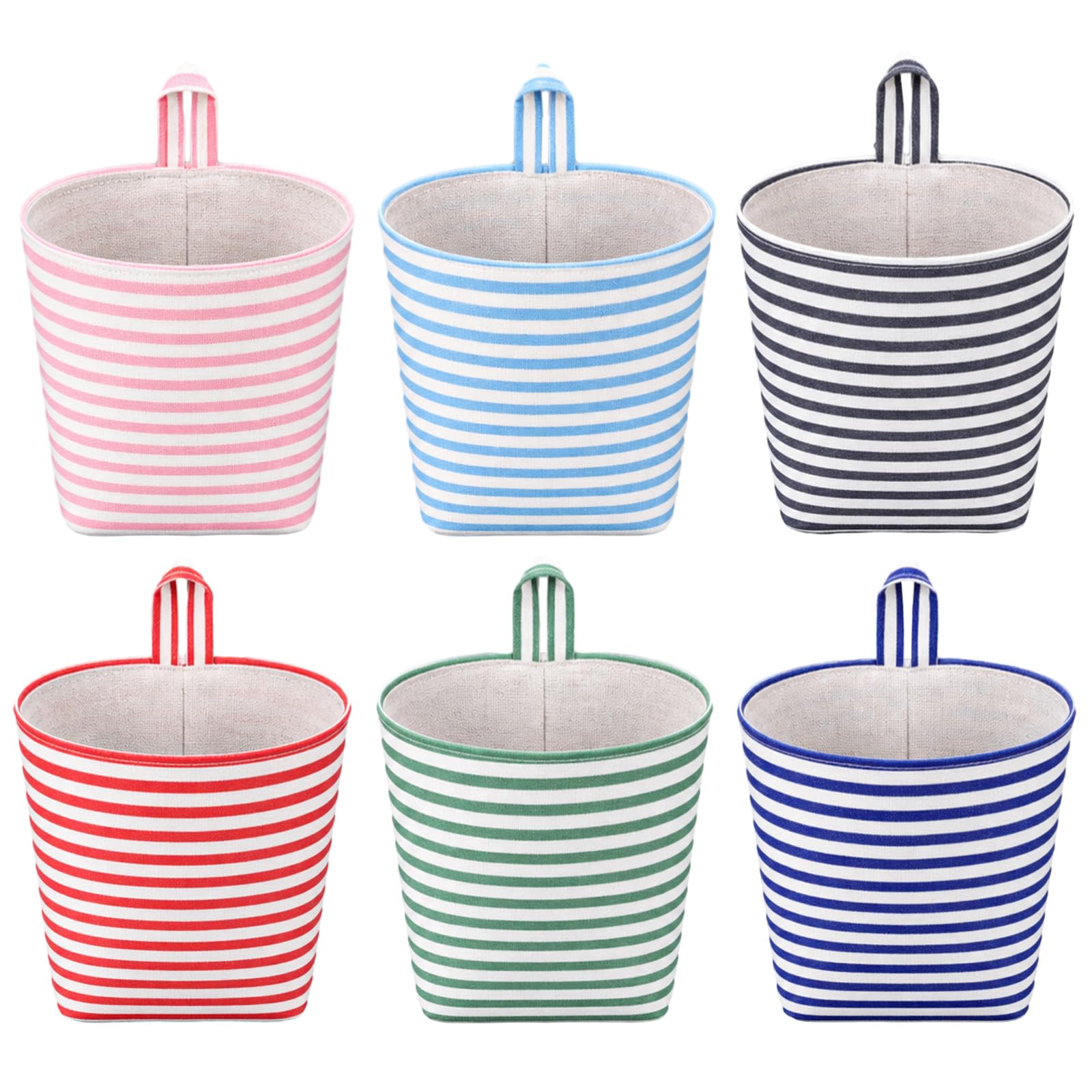 Novabright 6 Pcs Small Striped Hanging Basket for Wall 5.3 x 3.9in, 6 Color