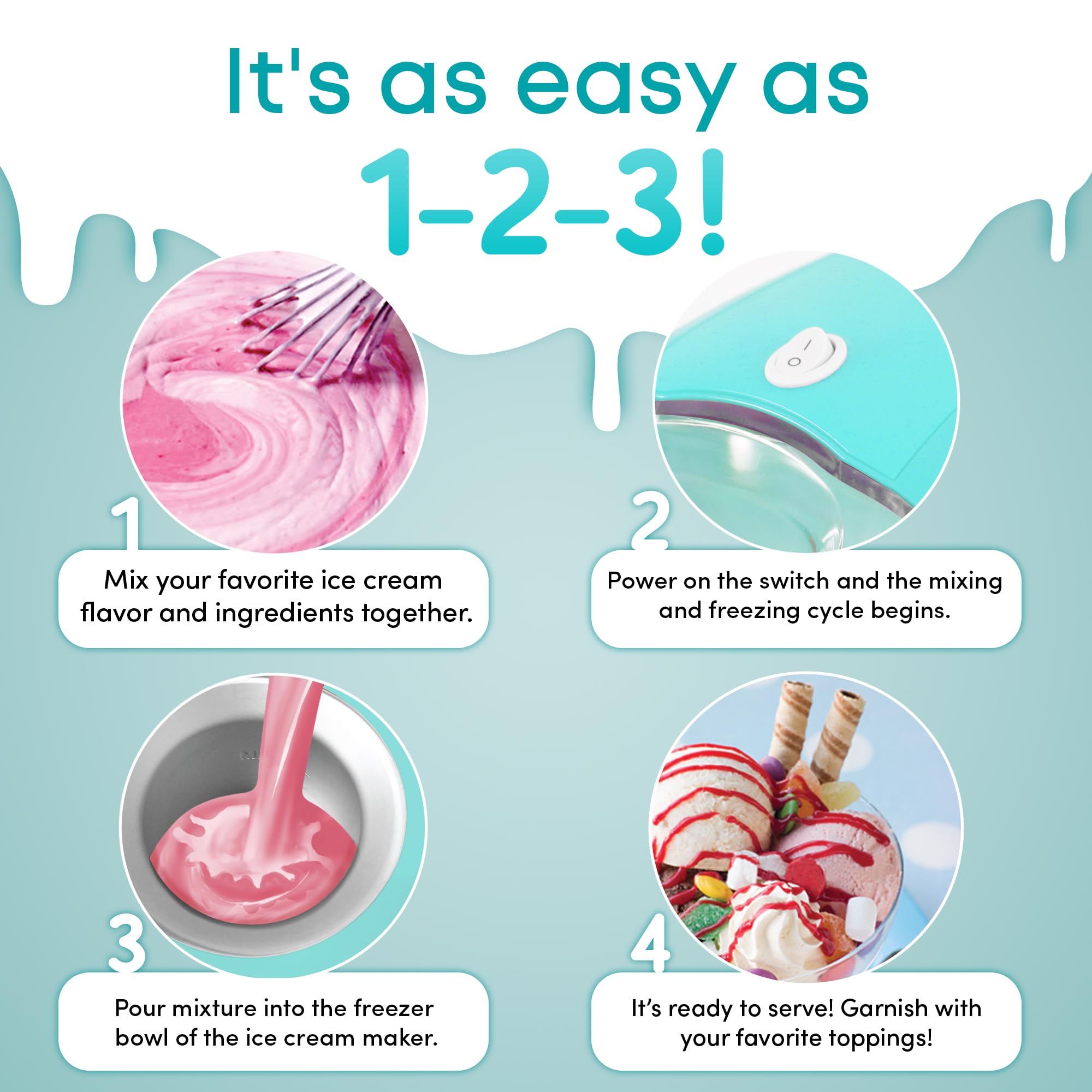 Americana Collection Elite Eim-1432M 1.5 Quart Automatic Easy Homemade Electric Ice Cream Maker, Frozen Yogurt, Sorbet, Gelato T