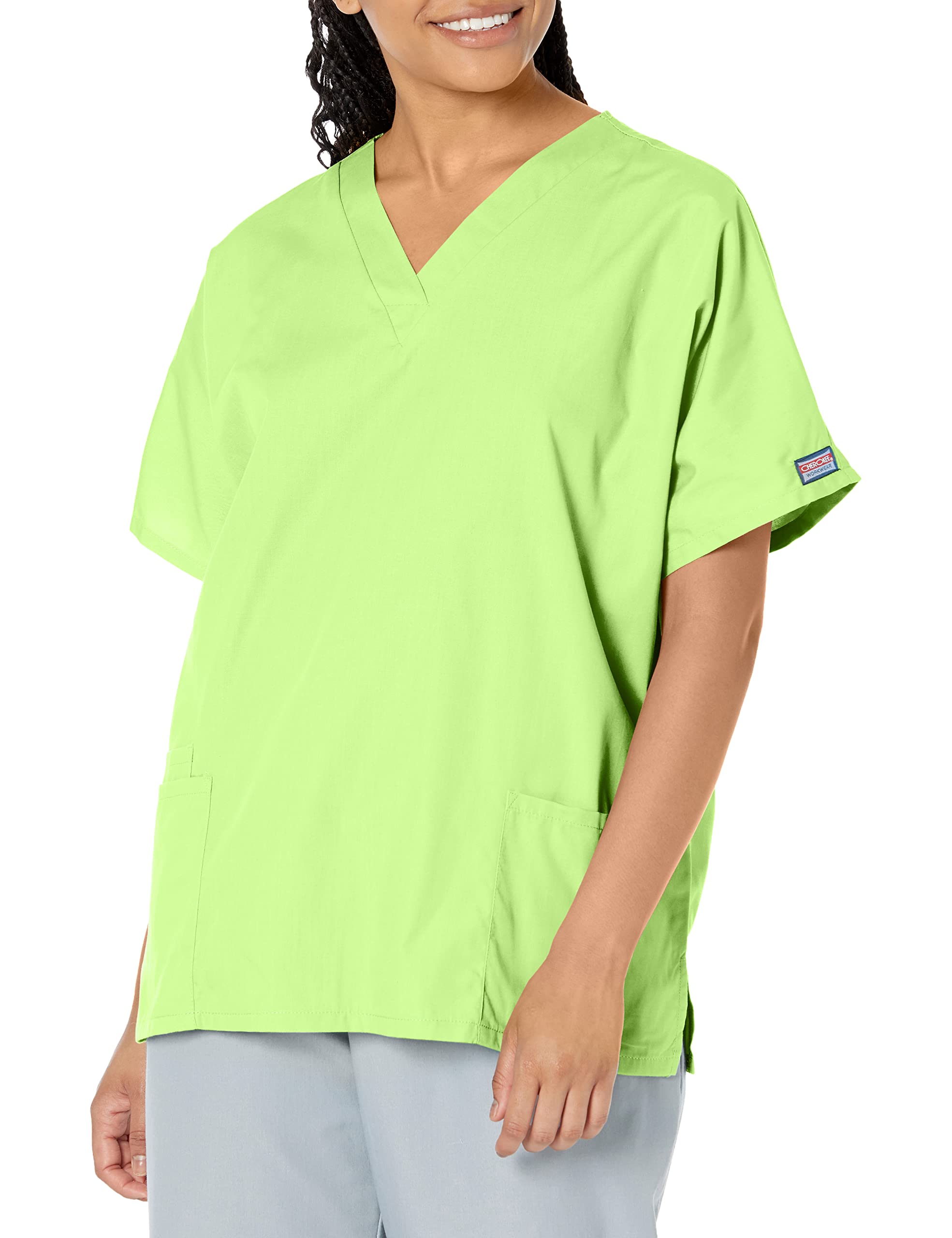 Scrubs For Women Workwear Originals V-Neck Top Plus Size 4700, 5Xl, Lime Green