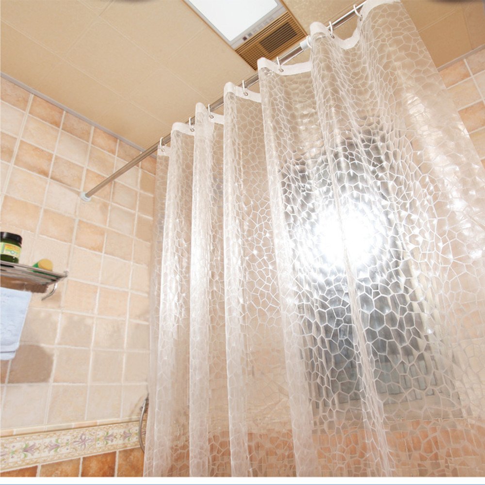 Aoohome 36X72 Inch Shower Curtain Liner, Eva 3D Water Cube Shower Curtain With Bottom Magnets, Waterproof, Heavy Duty, Semi Tran