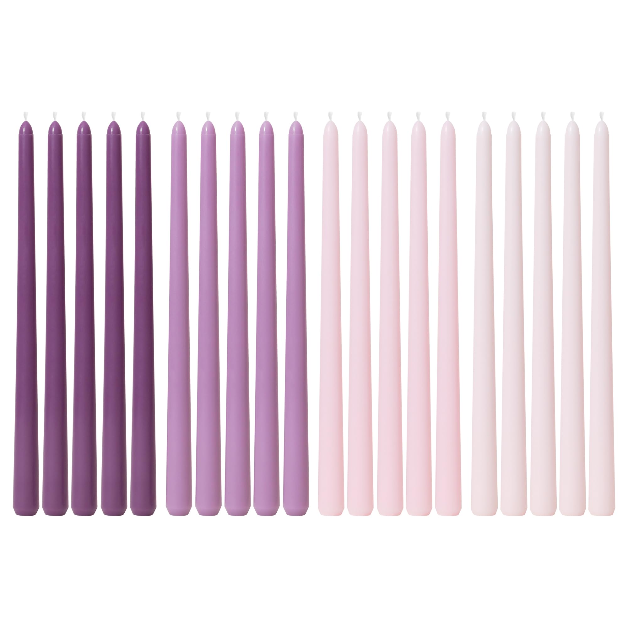 Viyffo 12 Inch Purple Taper Candles Set of 20 Unscented Smokeless Long Tall Tapered Candle for Candlesticks Sticks Wedding Adven