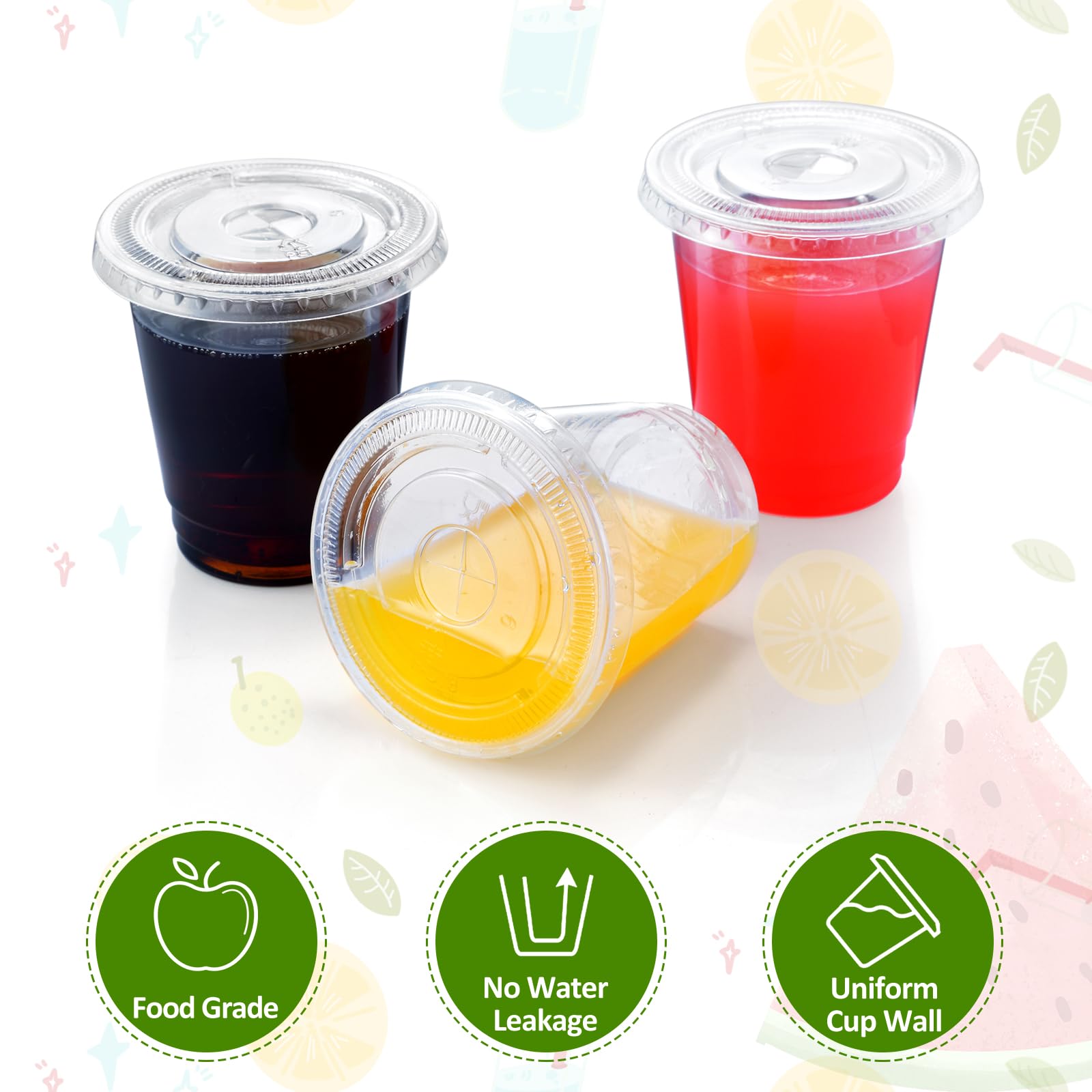 Eupako 8 Oz Plastic Cups With Lids 100 Sets, Disposable Clear Cups With Lids, Cold Drink Containers For Beverage, Parfait, Smoot