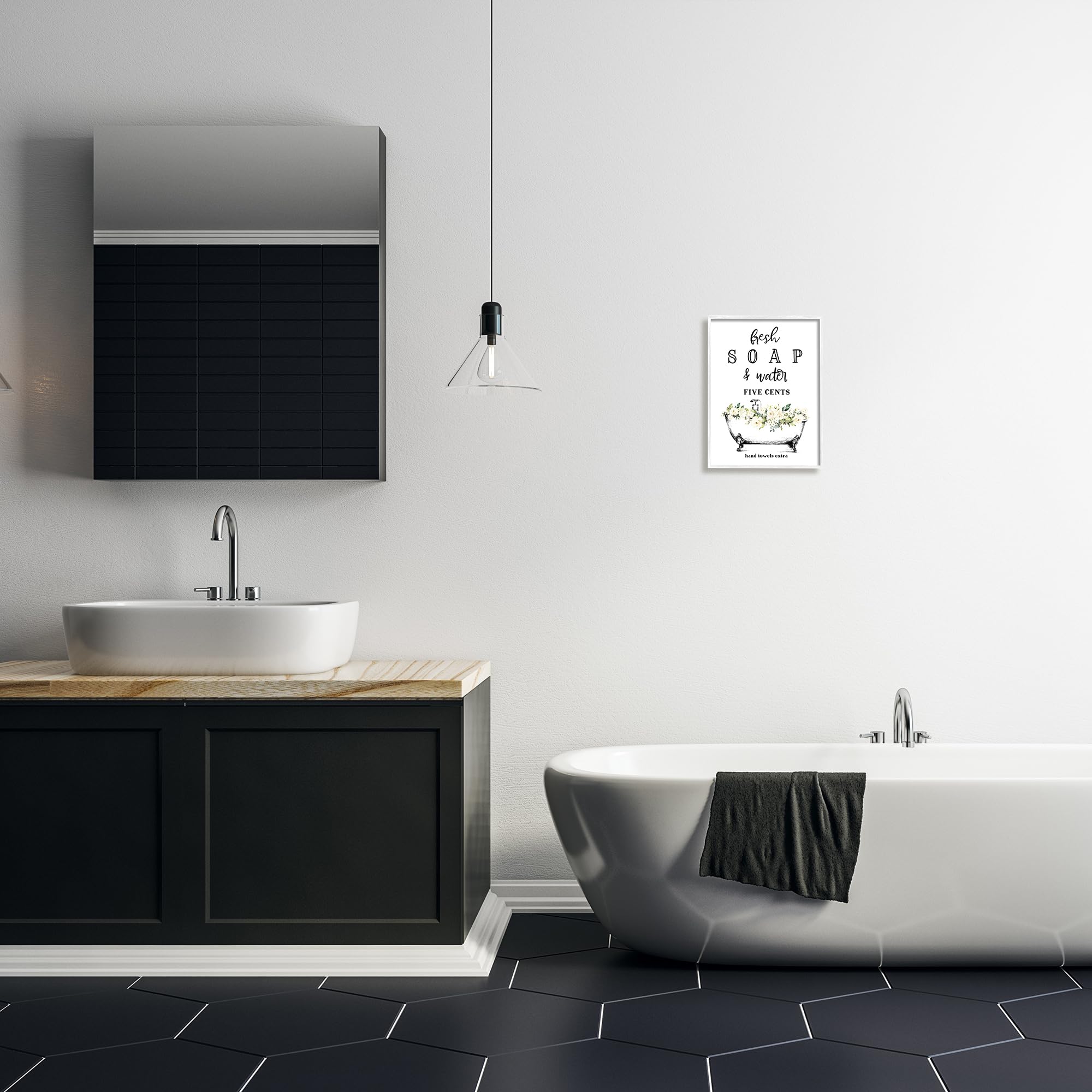 Stupell Industries Fresh Soap And Water Bath Tub Bathroom Design Framed Giclee Art Design By Lettered And Lined
