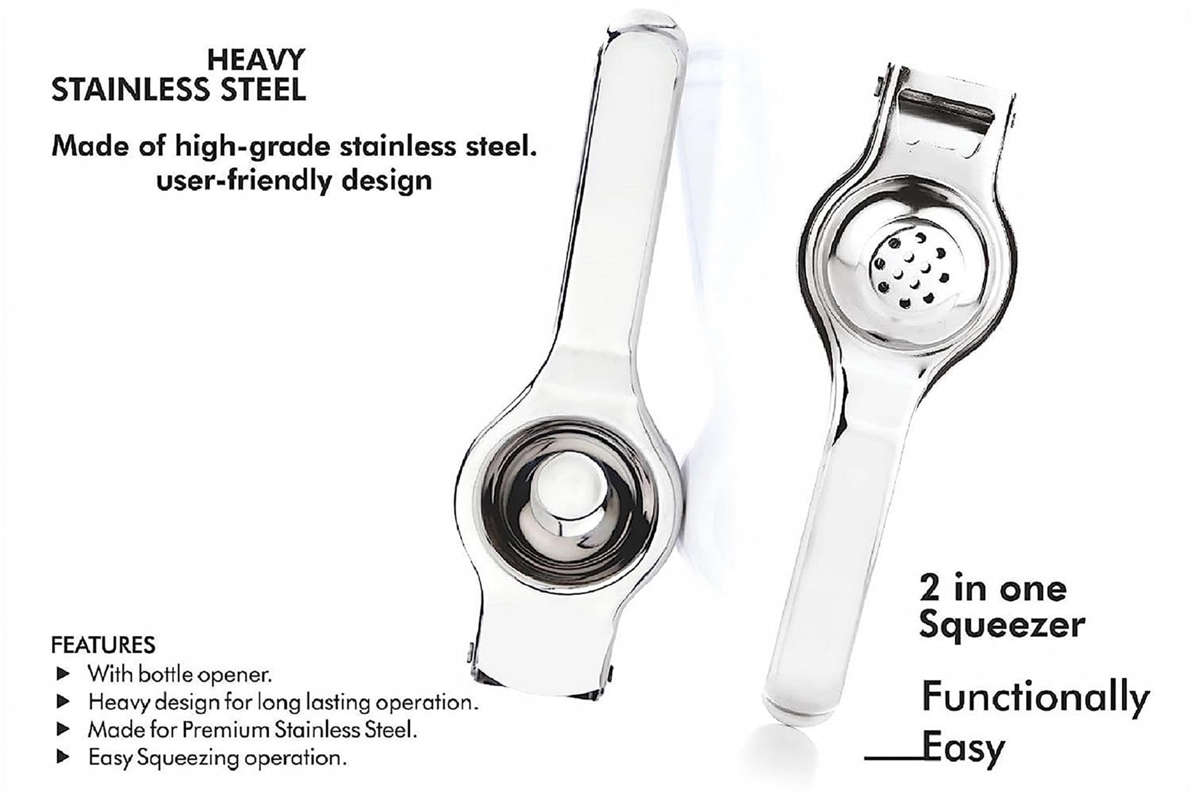 Signoraware Lemon Squeezer With Bottle Opener Food Grade Stainless Steel, Set Of 1, Silver