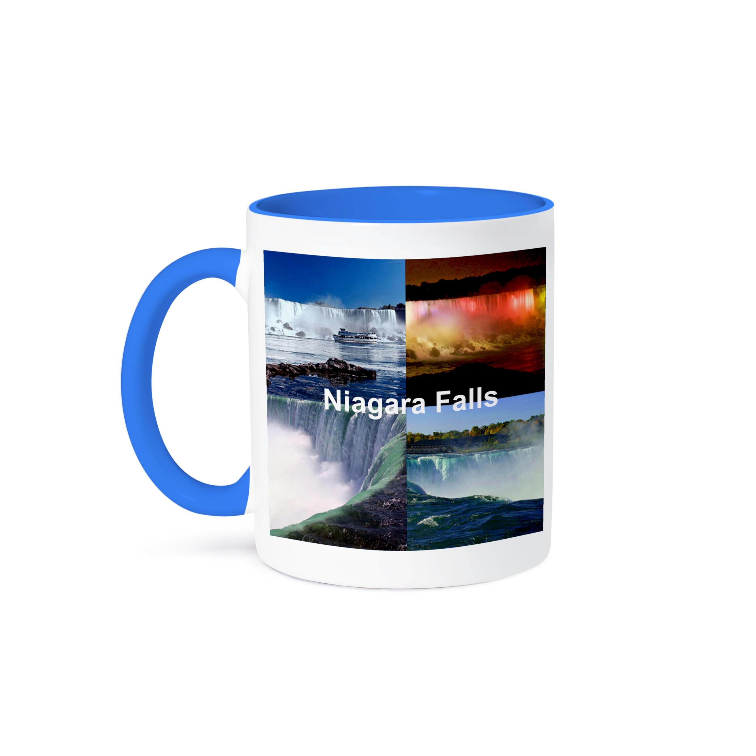 3dRose Niagara Falls Collage-Two Tone Blue Mug, 1 Count (Pack of 1), Multicolored