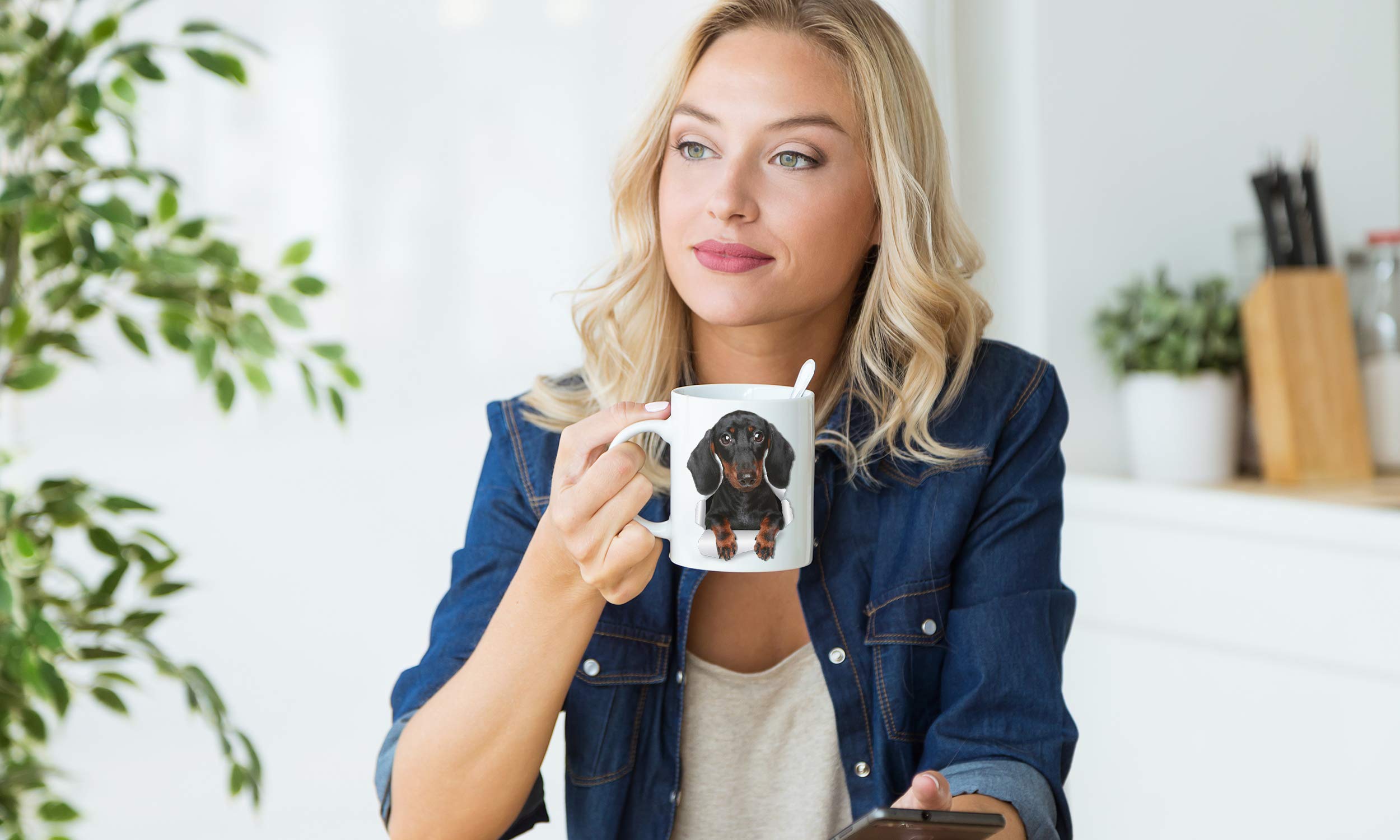 Winston & Bear Cute Dachshund Mug - Ceramic Black Dachshund Coffee Mug - Perfect Dachshund Gifts - Funny Cute Sausage Dog Coffee