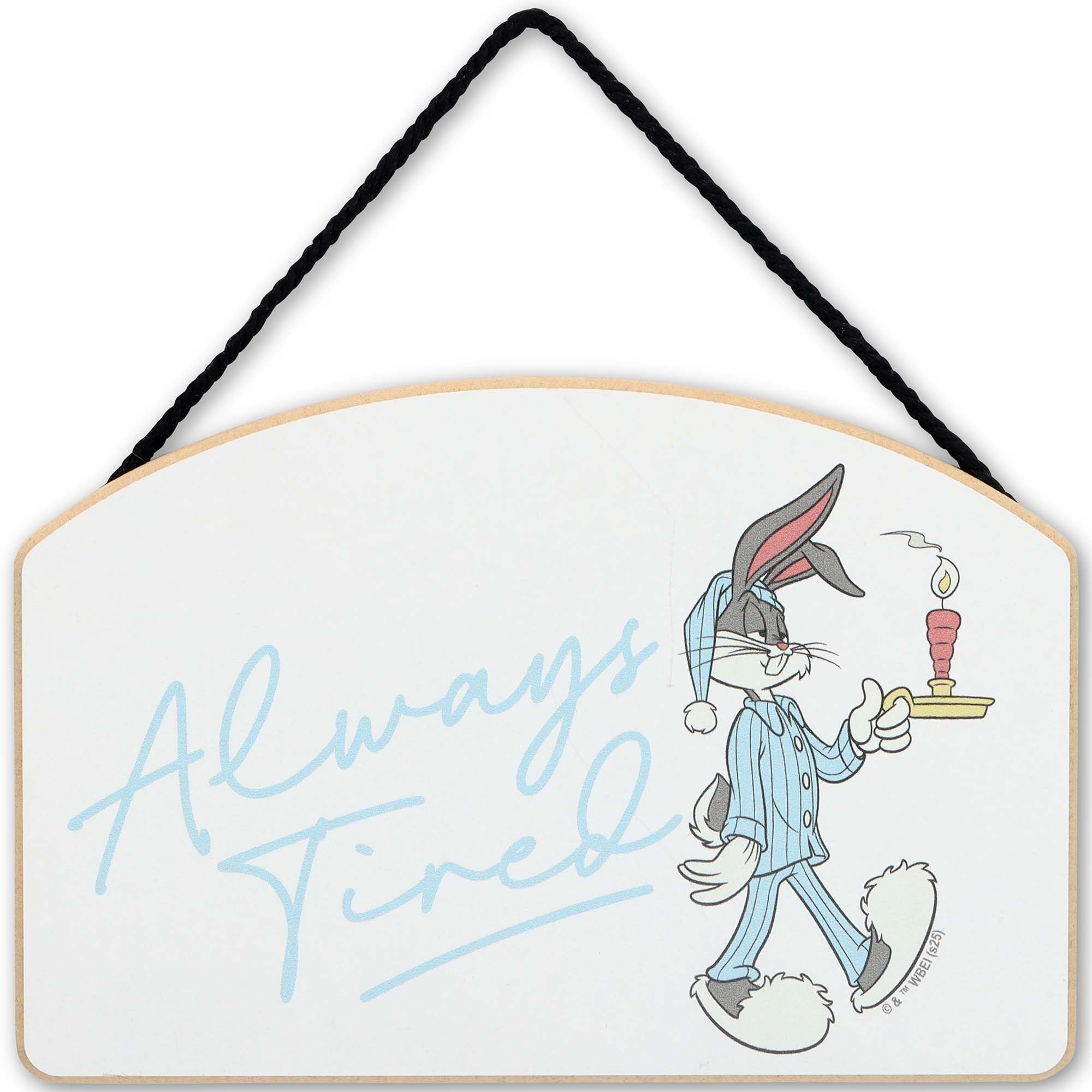 Looney Tunes Bugs Bunny Always Tired Hanging Wood Wall Decor - Fun Bugs Bunny Sign for Bedroom