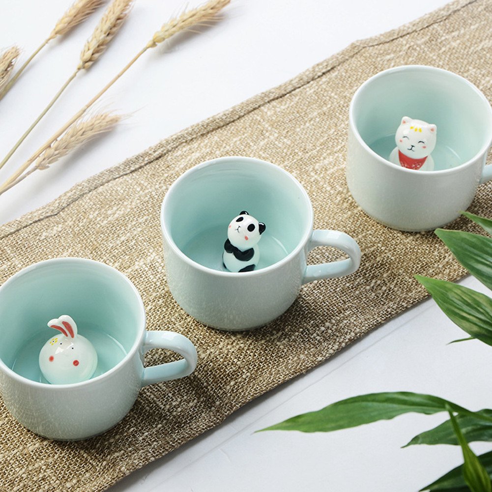 Zah 3D Coffee Mug Cute Animal Inside Cup Cartoon Ceramics Figurine Teacup For Boys Girls Kids - Party Office Morning Mugs For Te