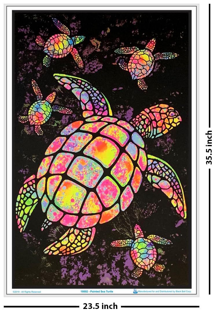 Painted Sea Turtles - Blacklight Poster - Laminated - 23.5'' X 35.5''