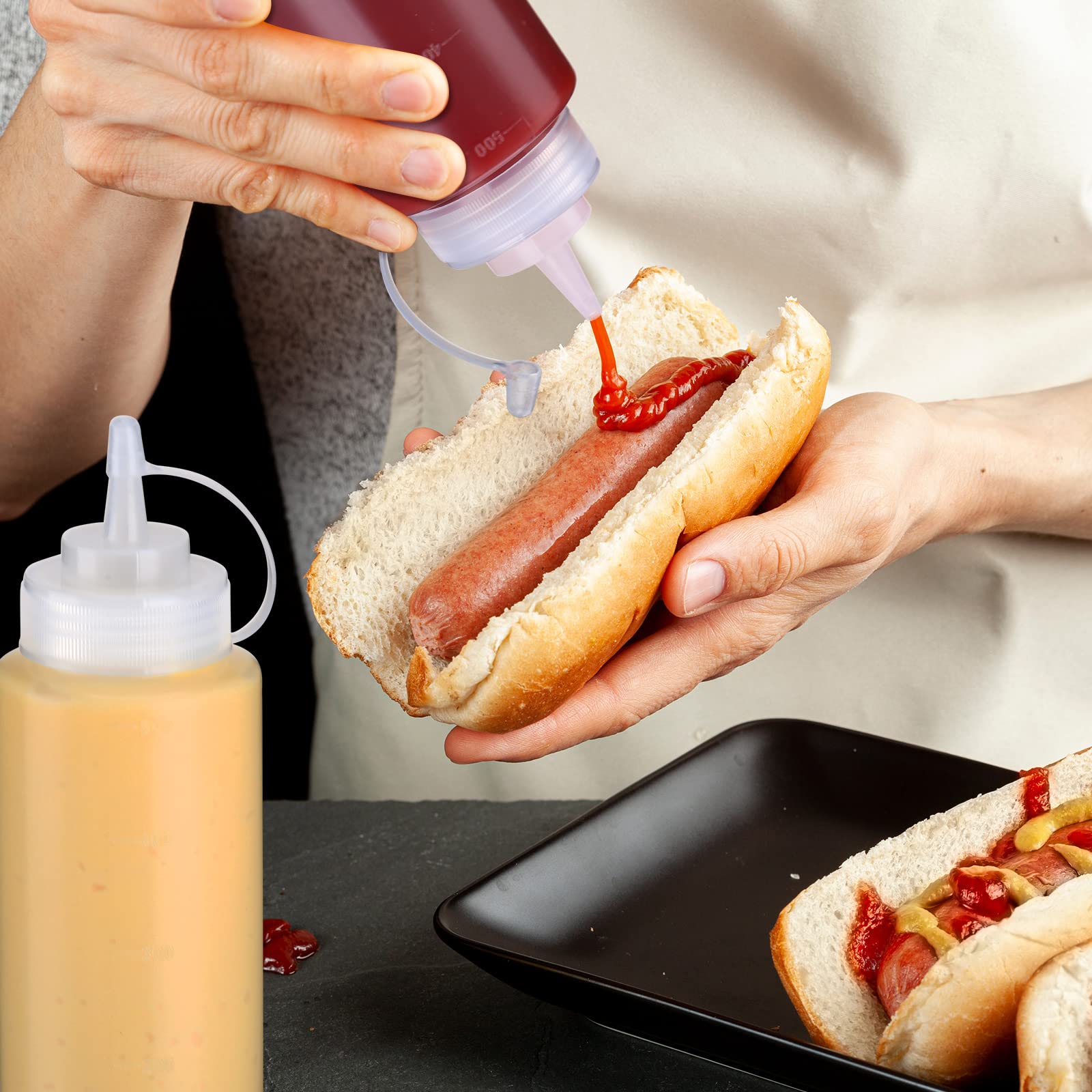 24 Pcs 16 Oz Plastic Condiment Squeeze Bottles Squeeze Leak Proof Multipurpose Squirt Bottles With Twist Top Cap For Sauces Ketc