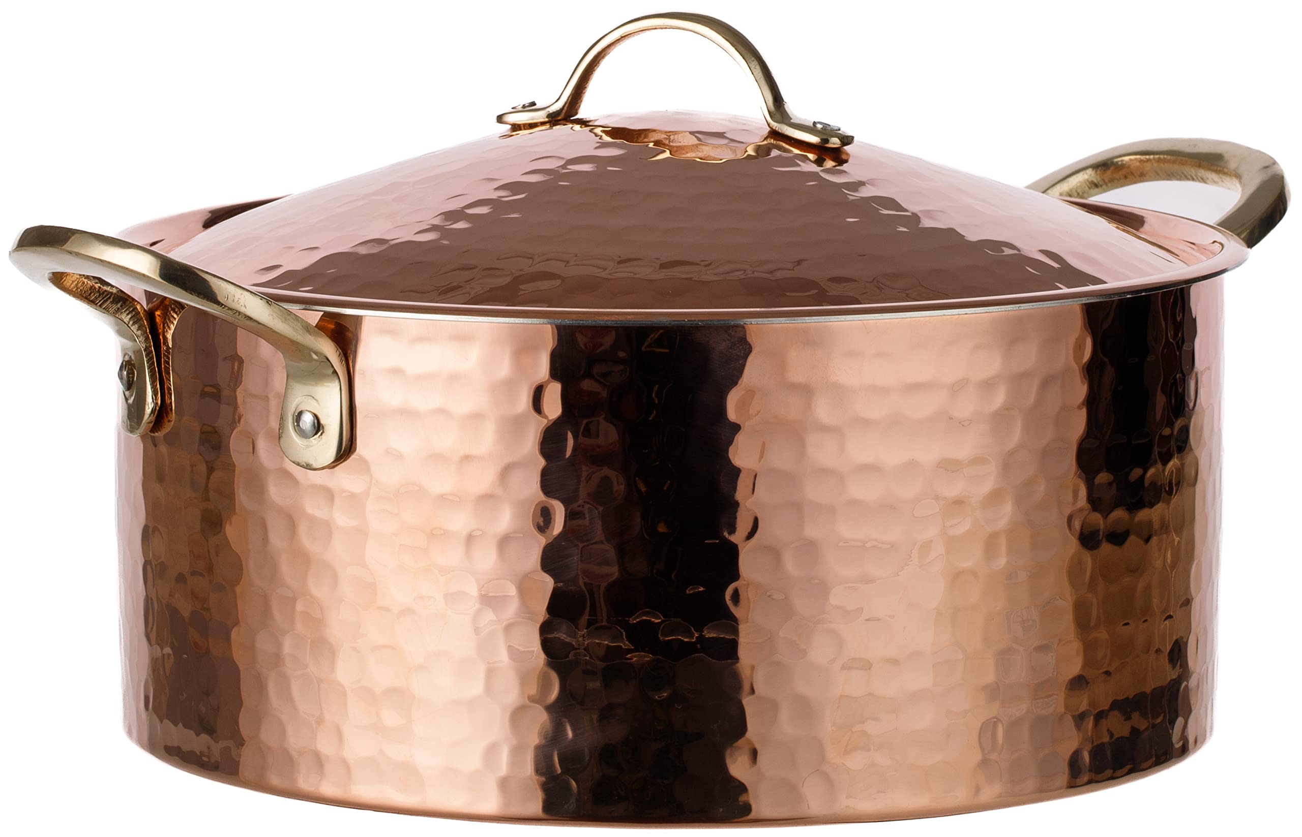 Demmex 1.2Mm Thick Hammered Copper Soup Pot Casserole Pan Dish Dutch Oven, 4 Quarts (9'' X 4'')