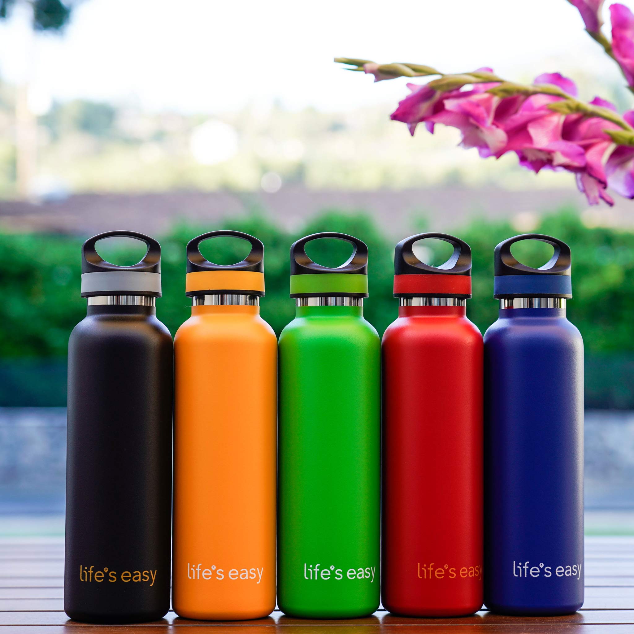 Life'S Easy Insulated Sports Water Bottle With Lid. Stainless Steel Vacuum Double Wall Thermo Flask For Hot And Cold Drinks, Sim