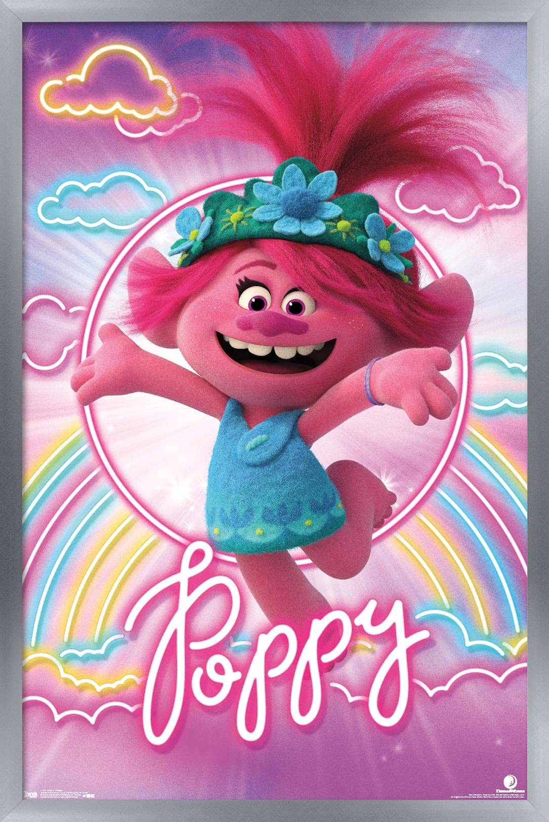 Trends International Dreamworks Trolls 2 - Poppy Wall Poster, 22.375'' X 34'', Silver Framed Version