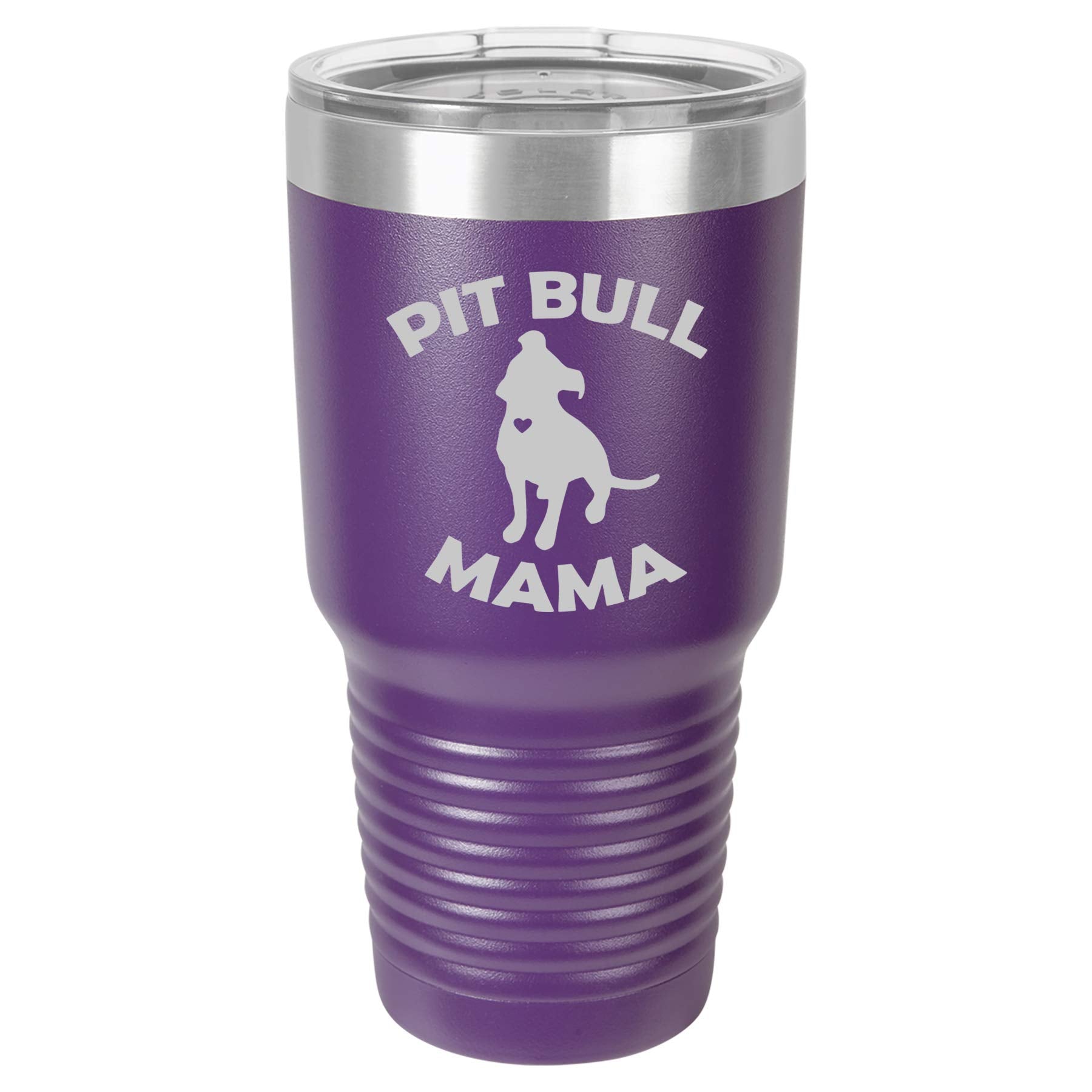Tumbler Stainless Steel Vacuum Insulated Travel Mug Pit Bull Mama (Purple, 30 Oz)