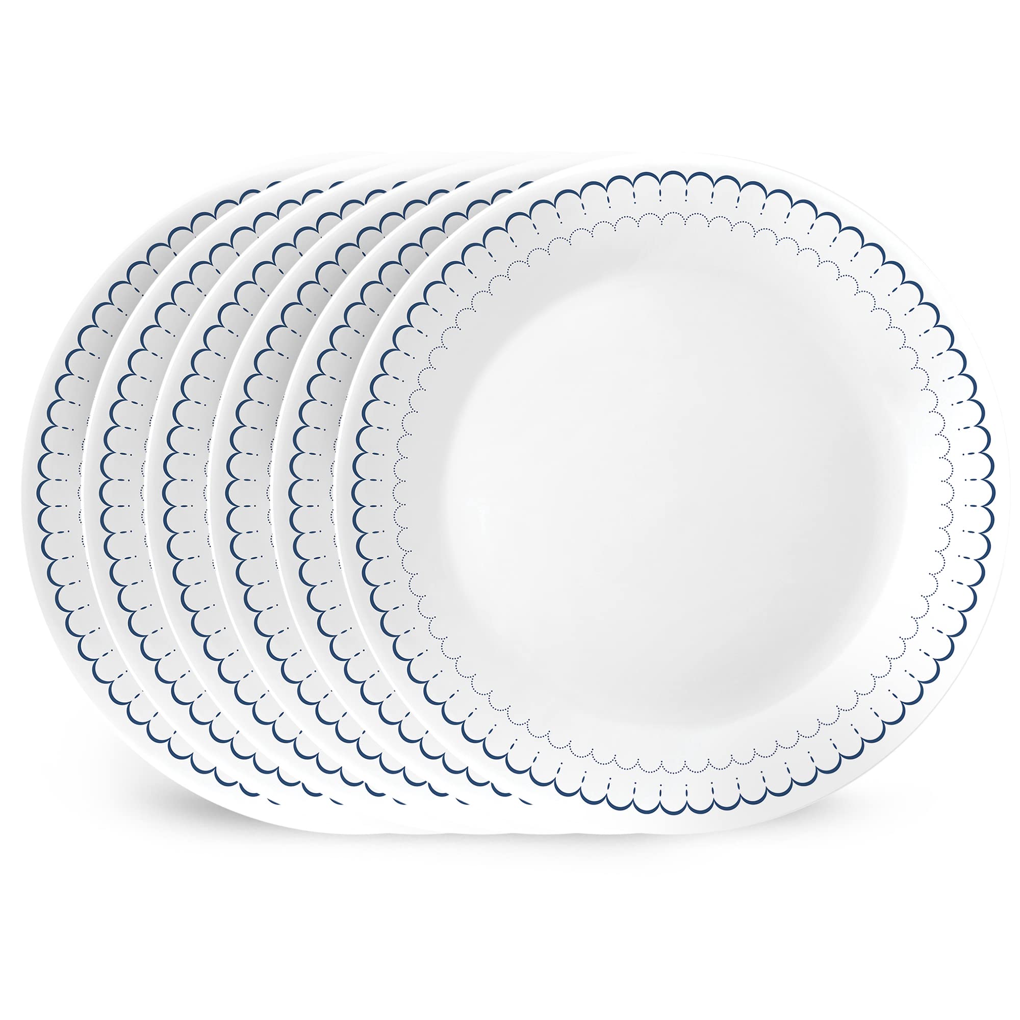 Corelle 6-Piece 10.25 Dinner Round Plates, Vitrelle Triple Layer Glass, Lightweight Round Plates, Large Round Plates, Chip and S
