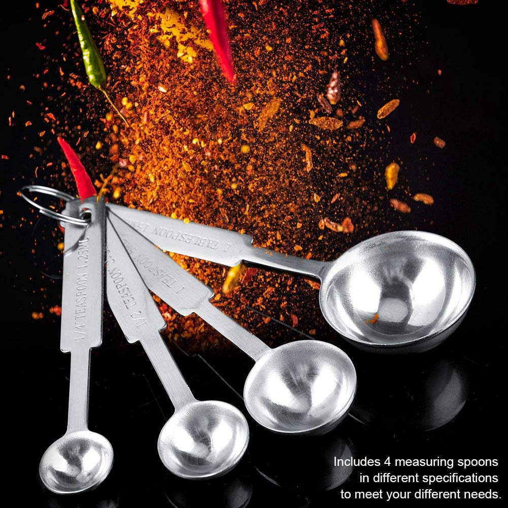 Stainless Steel Measuring Spoons Set Of 4 Piece Including 1/10 Tsp, 1/2 Tsp, 1 Tsp, 1 Tbsp For Measuring Dry And Liquid Ingredie