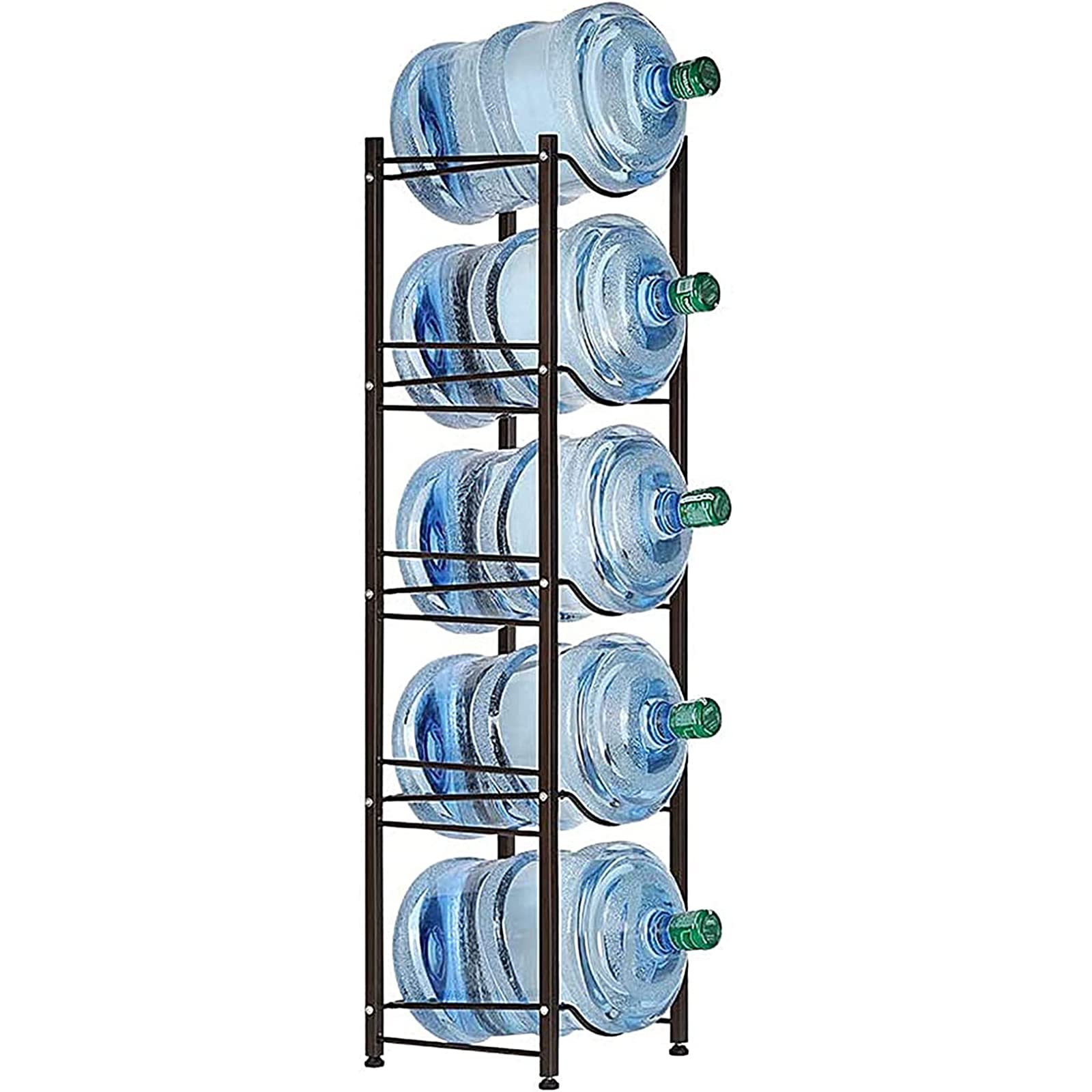 Sehertiwy 5 Gallon Water Jug Holder Water Bottle Storage Rack, 5 Tier Water Cooler Jug Rack, 5 Gallon Water Jug Stand, 5 Gallon