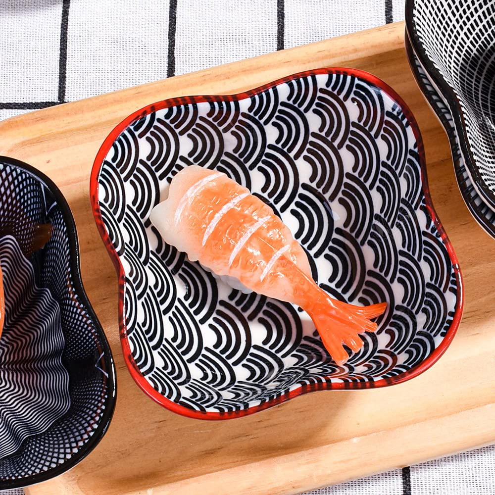 Whitenesser Dipping Bowls Set Of 4, Japanese Porcelain Soy Sauce Dish Bowl Seasoning Dishes Soy Dipping Sauce Dishes (Hx)